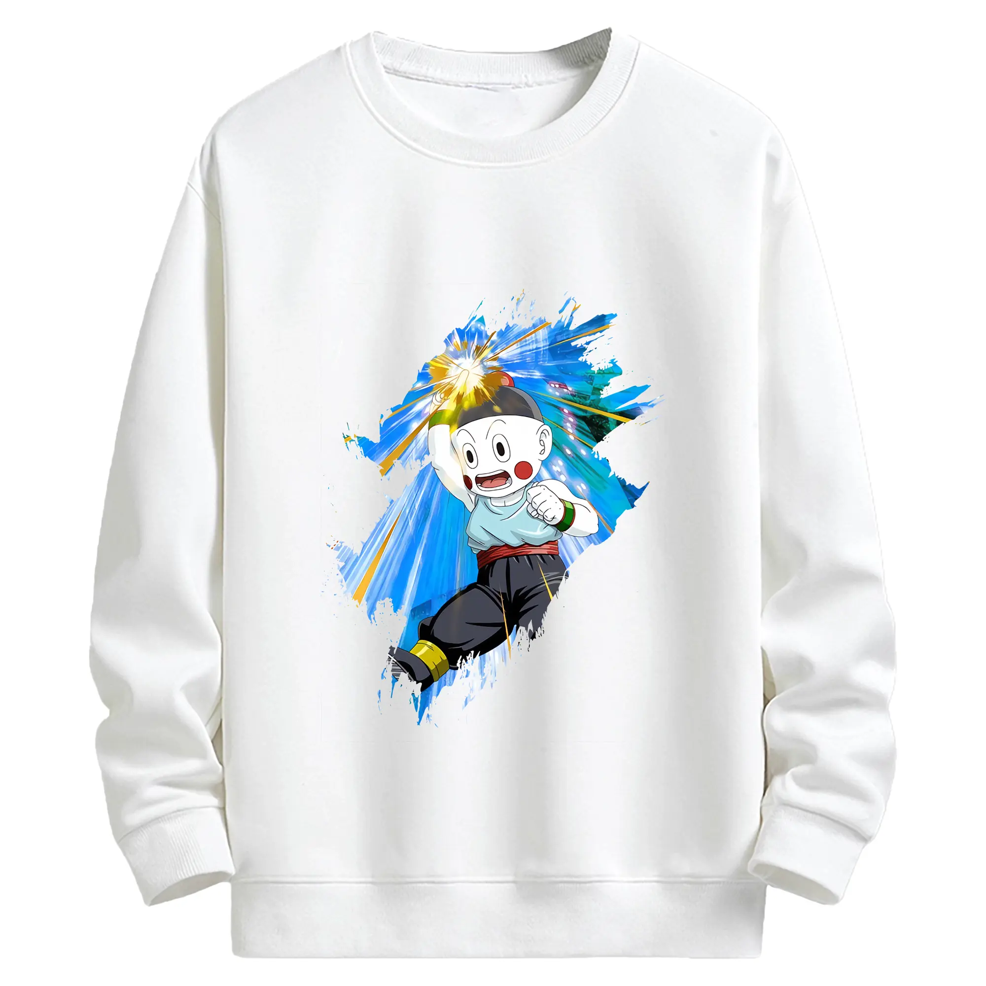 ドラゴンボール グッズ チャオズ - キッズ クルーネックスウェットシャツ ・ フロントプリント ・ 綿80％ ポリエステル20％ ・ 快適 通学 スポーツ 日常使い お散歩用
