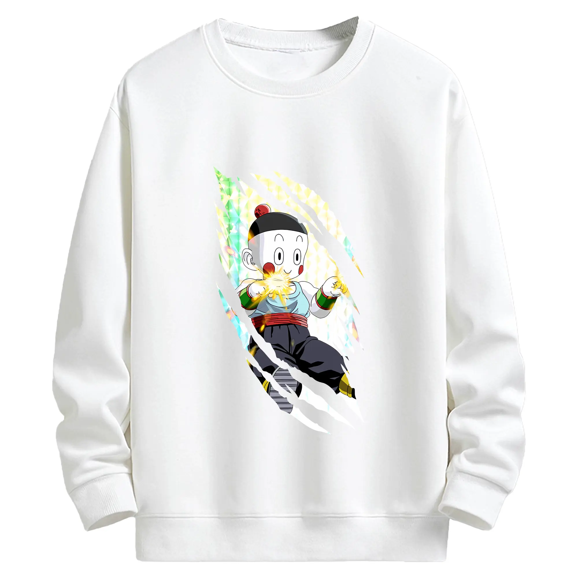 ドラゴンボール グッズ チャオズ - キッズ クルーネックスウェットシャツ ・ フロントプリント ・ 綿80％ ポリエステル20％ ・ 快適 通学 スポーツ 日常使い お散歩用