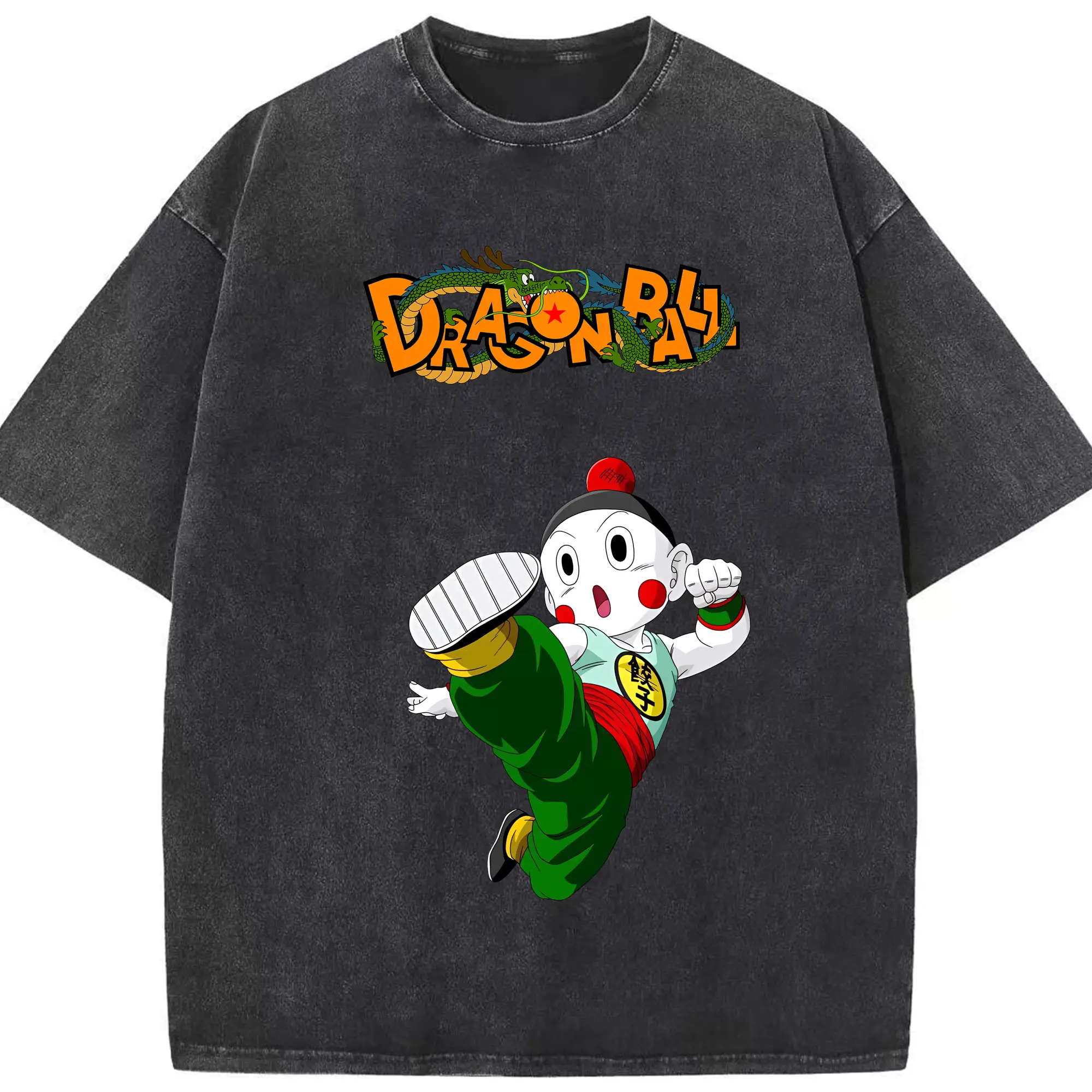 ドラゴンボール グッズ チャオズ - 綿100％ ヴィンテージ風 半袖Tシャツ ・ フロントプリント ・ 柔らか肌触り ・ 通気性 快適 ・ スポーツ カジュアル 外出用
