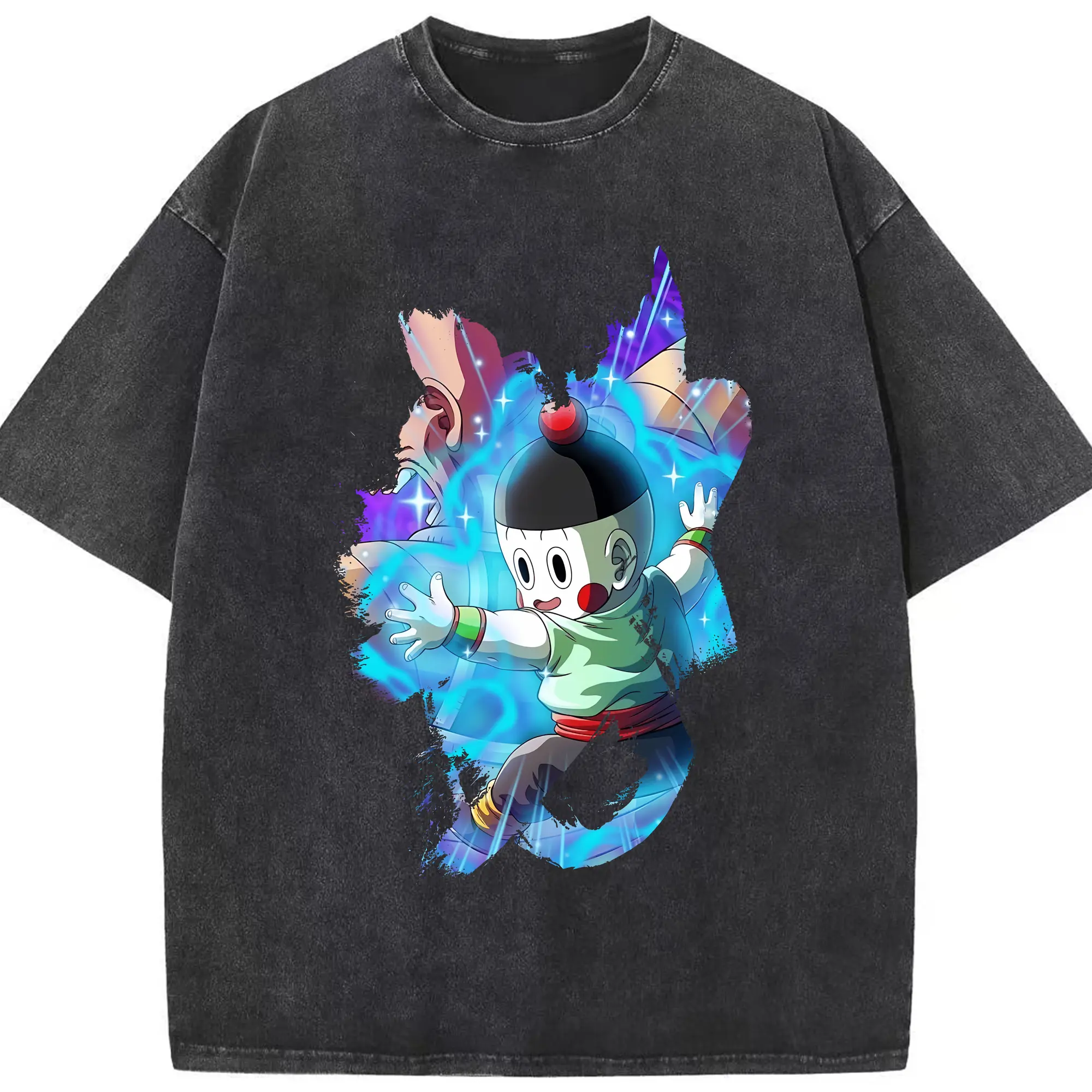 ドラゴンボール グッズ チャオズ - 綿100％ ヴィンテージ風 半袖Tシャツ ・ フロントプリント ・ 柔らか肌触り ・ 通気性 快適 ・ スポーツ カジュアル 外出用
