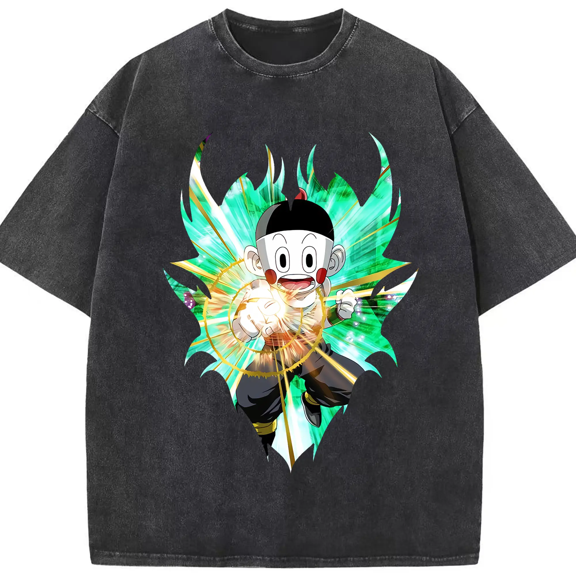 ドラゴンボール グッズ チャオズ - 綿100％ ヴィンテージ風 半袖Tシャツ ・ フロントプリント ・ 柔らか肌触り ・ 通気性 快適 ・ スポーツ カジュアル 外出用