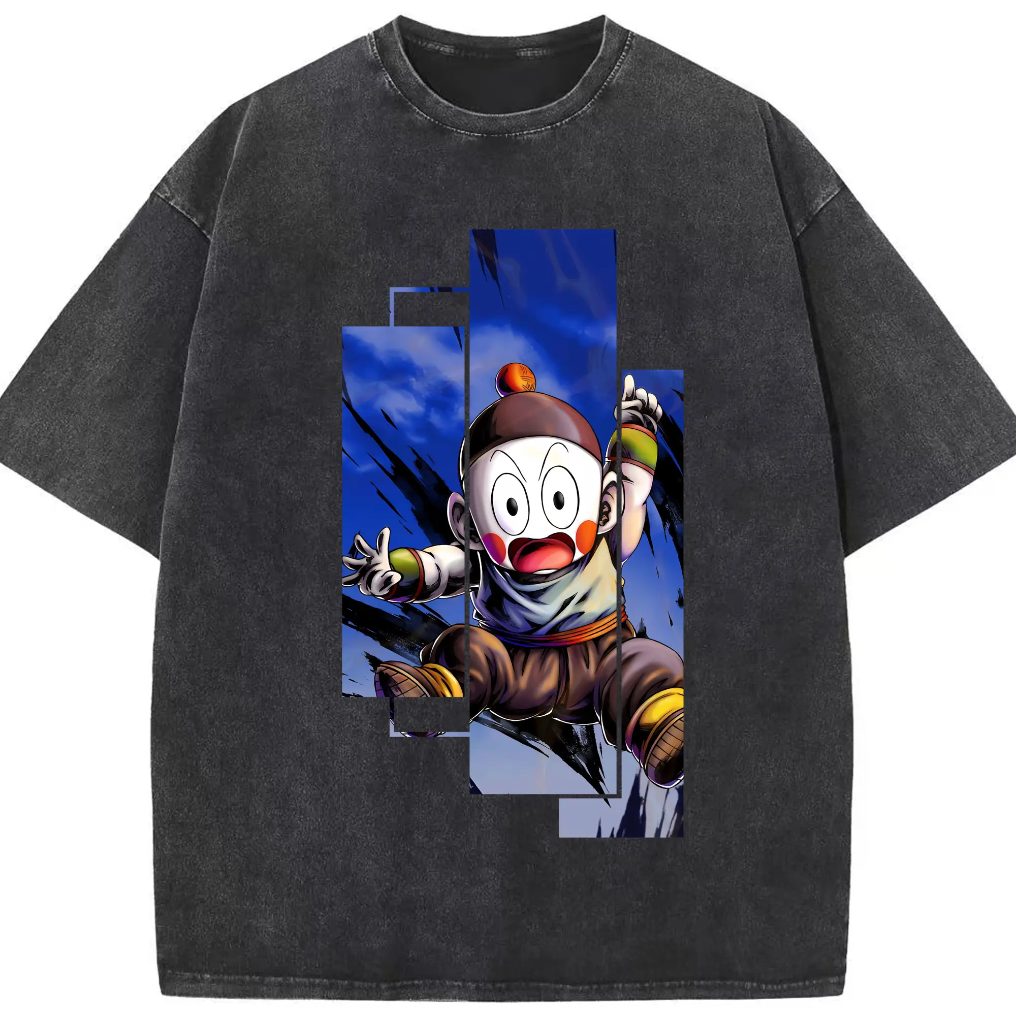 ドラゴンボール グッズ チャオズ - 綿100％ ヴィンテージ風 半袖Tシャツ ・ フロントプリント ・ 柔らか肌触り ・ 通気性 快適 ・ スポーツ カジュアル 外出用