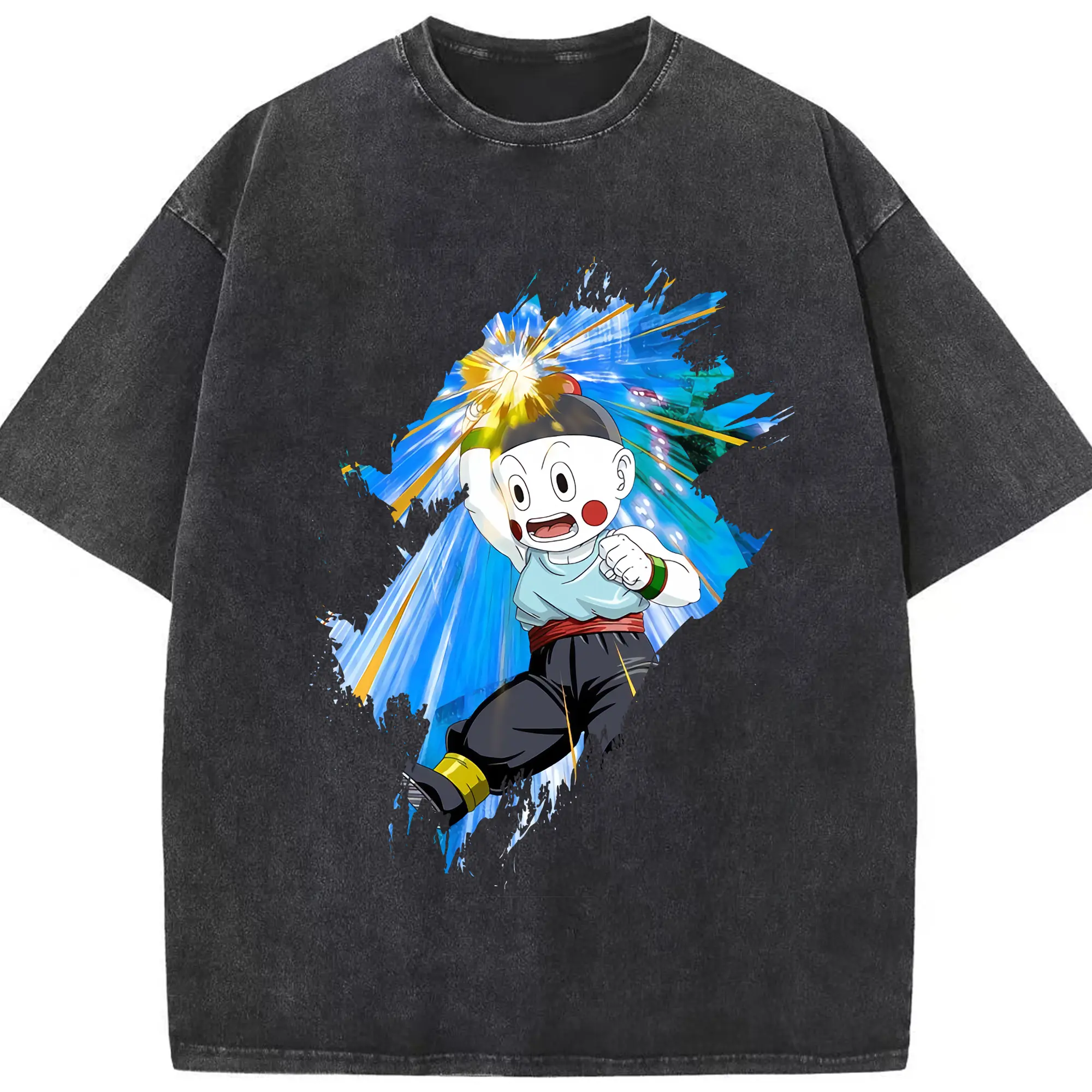 ドラゴンボール グッズ チャオズ - 綿100％ ヴィンテージ風 半袖Tシャツ ・ フロントプリント ・ 柔らか肌触り ・ 通気性 快適 ・ スポーツ カジュアル 外出用
