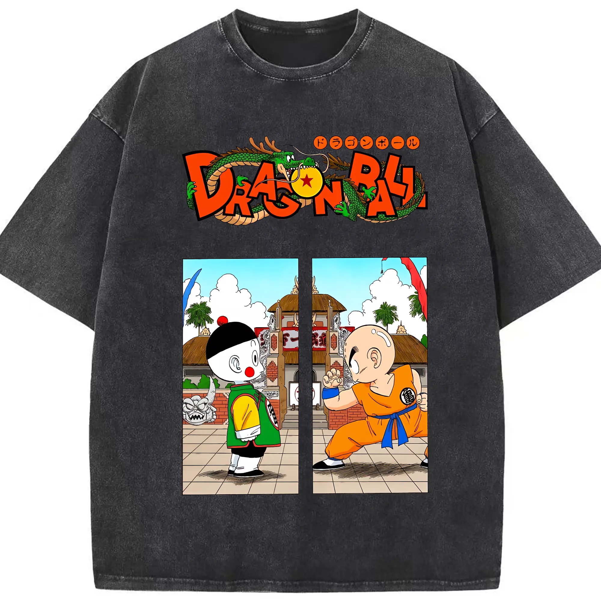 ドラゴンボール グッズ チャオズ - 綿100％ ヴィンテージ風 半袖Tシャツ ・ フロントプリント ・ 柔らか肌触り ・ 通気性 快適 ・ スポーツ カジュアル 外出用