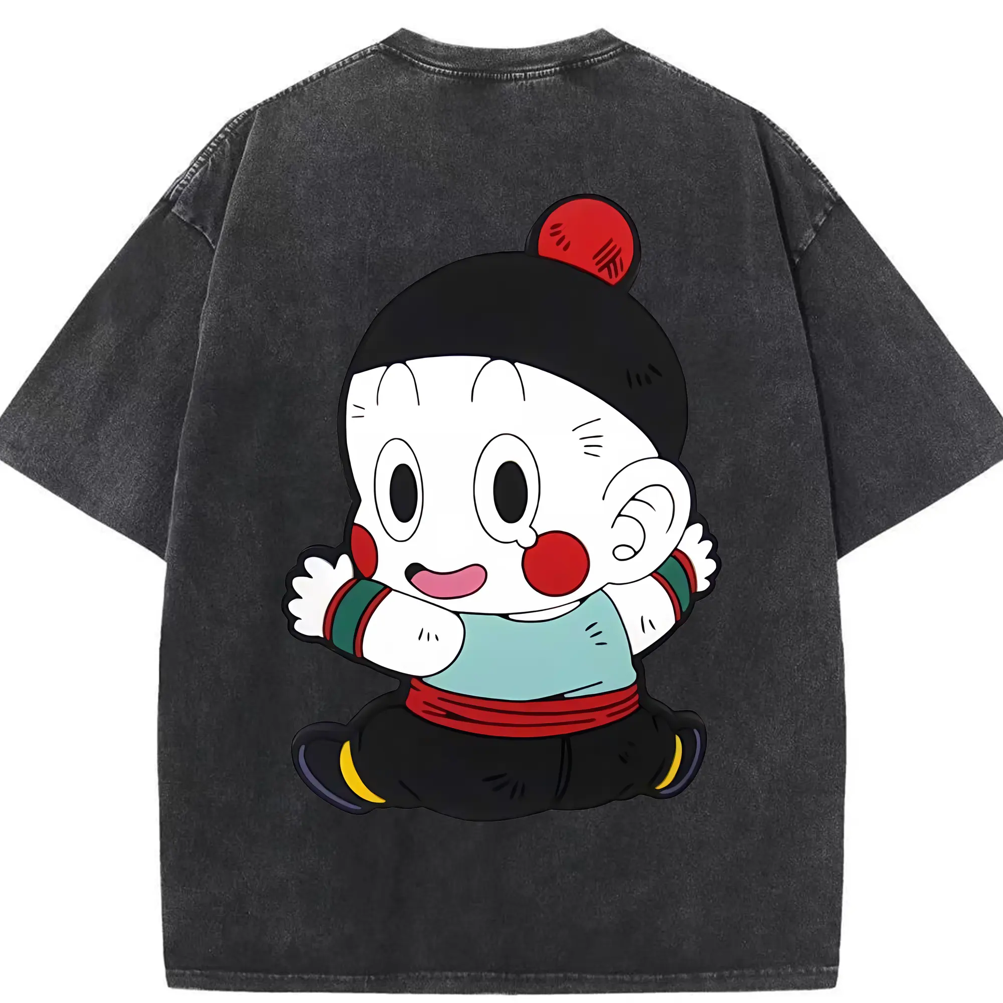 ドラゴンボール グッズ チャオズ - 綿100％ ヴィンテージ風 半袖Tシャツ ・ 背面プリント ・ 柔らか肌触り ・ 通気性 快適 ・ スポーツ カジュアル 外出用