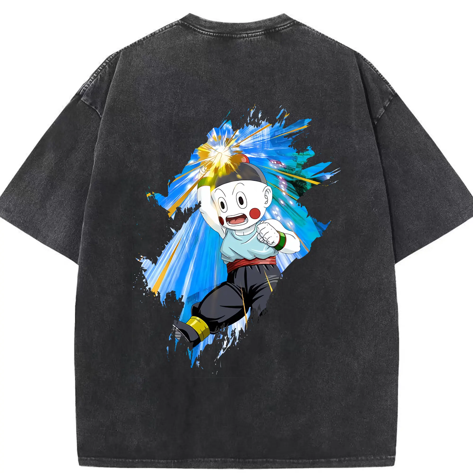 ドラゴンボール グッズ チャオズ - 綿100％ ヴィンテージ風 半袖Tシャツ ・ 背面プリント ・ 柔らか肌触り ・ 通気性 快適 ・ スポーツ カジュアル 外出用