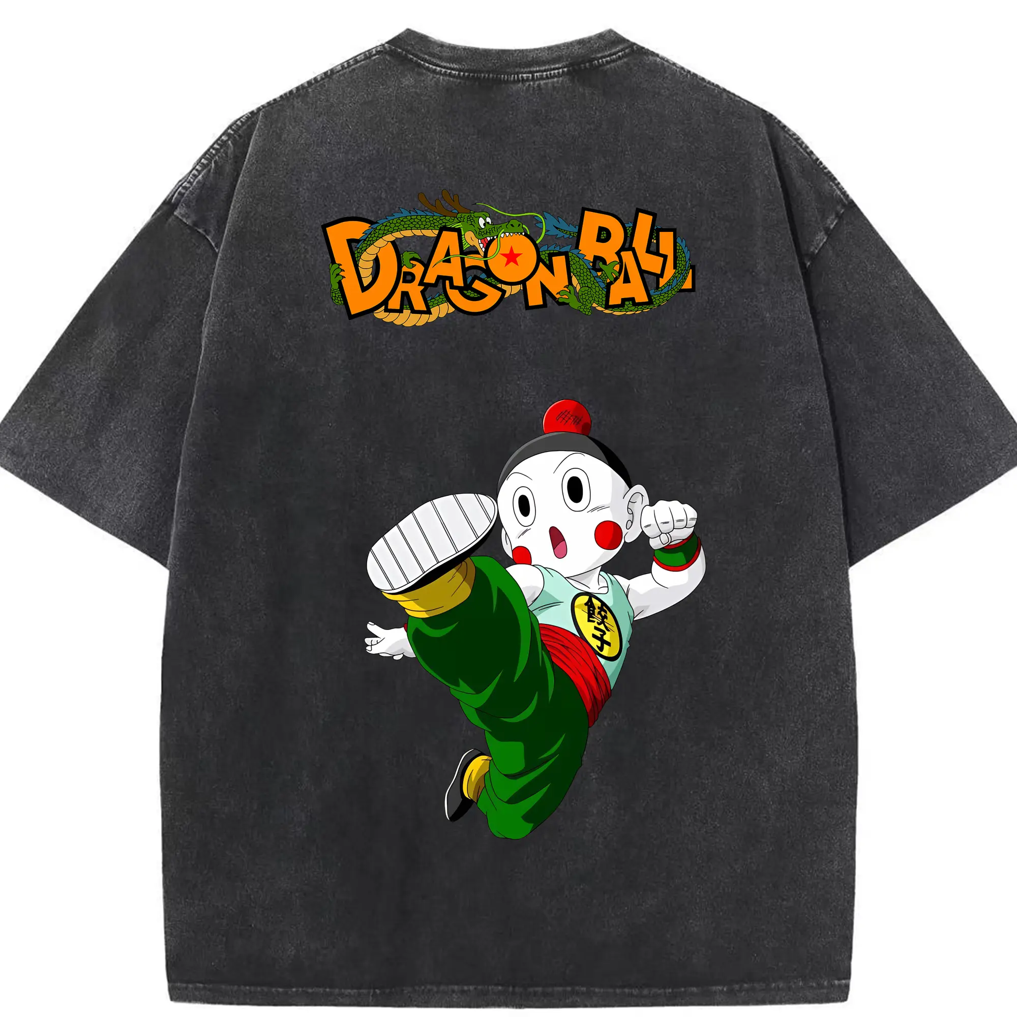 ドラゴンボール グッズ チャオズ - 綿100％ ヴィンテージ風 半袖Tシャツ ・ 背面プリント ・ 柔らか肌触り ・ 通気性 快適 ・ スポーツ カジュアル 外出用