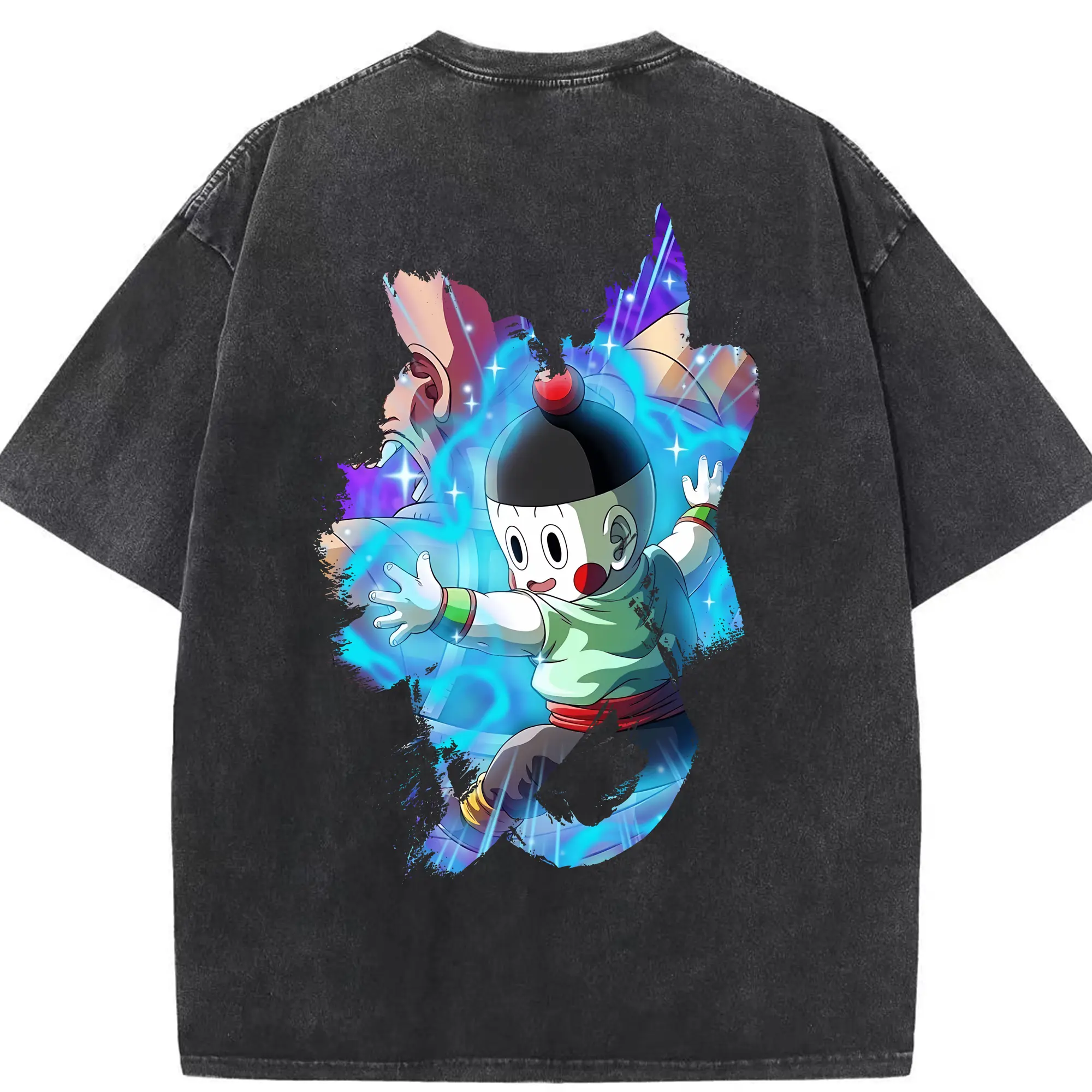 ドラゴンボール グッズ チャオズ - 綿100％ ヴィンテージ風 半袖Tシャツ ・ 背面プリント ・ 柔らか肌触り ・ 通気性 快適 ・ スポーツ カジュアル 外出用