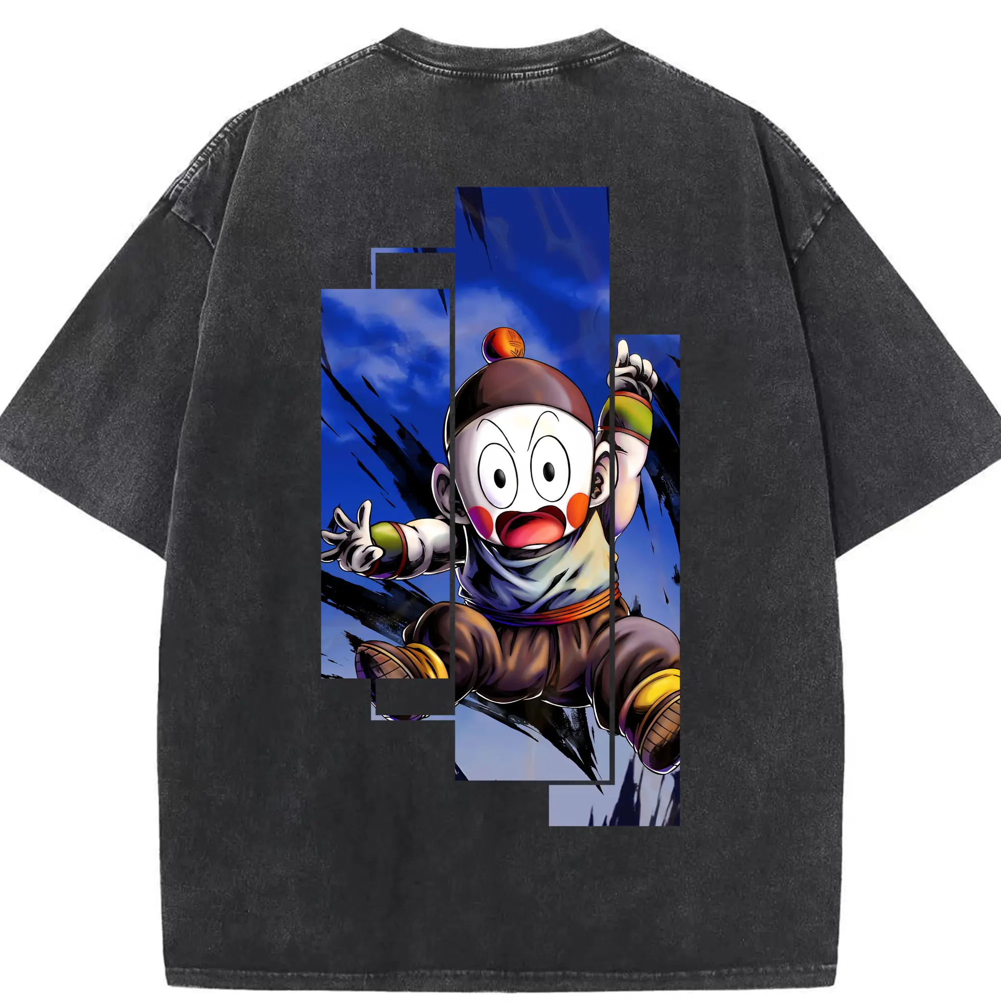 ドラゴンボール グッズ チャオズ - 綿100％ ヴィンテージ風 半袖Tシャツ ・ 背面プリント ・ 柔らか肌触り ・ 通気性 快適 ・ スポーツ カジュアル 外出用