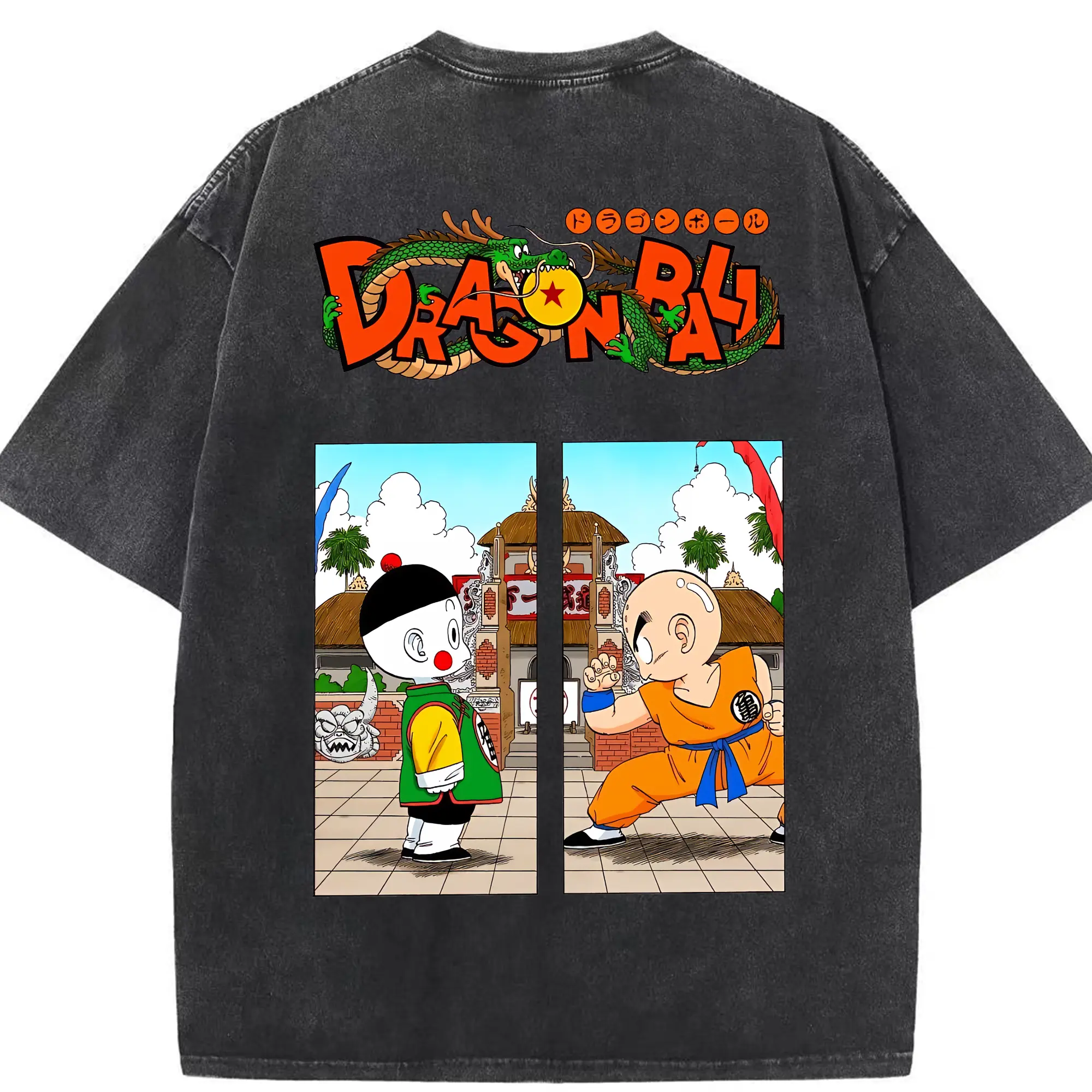 ドラゴンボール グッズ チャオズ - 綿100％ ヴィンテージ風 半袖Tシャツ ・ 背面プリント ・ 柔らか肌触り ・ 通気性 快適 ・ スポーツ カジュアル 外出用