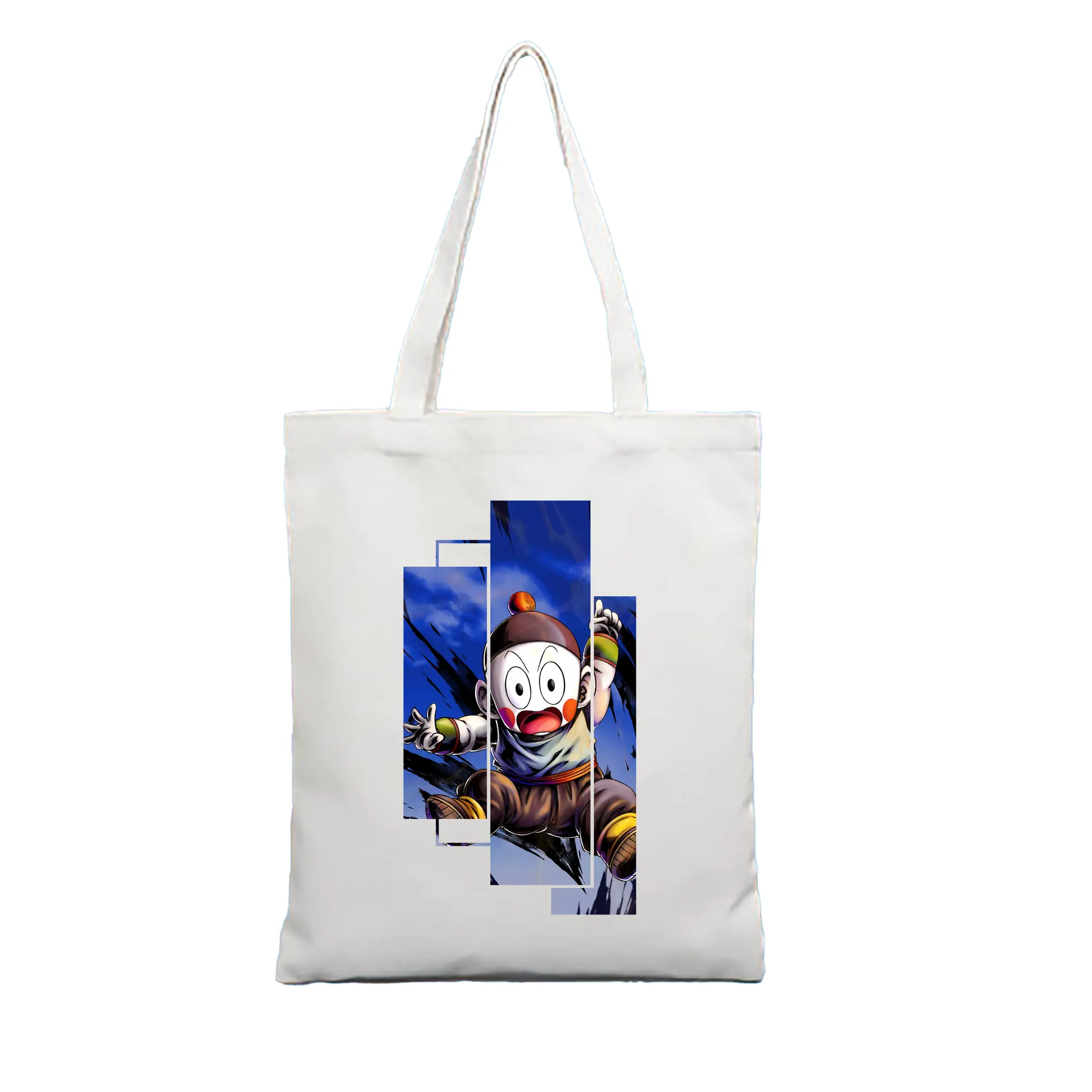 ドラゴンボール グッズ チャオズ - 縦型キャンバス手提げバッグ（トートバッグ） ・ キャンバス素材 ・ ショッピング用 ・ 軽量 丈夫 お手入れ簡単