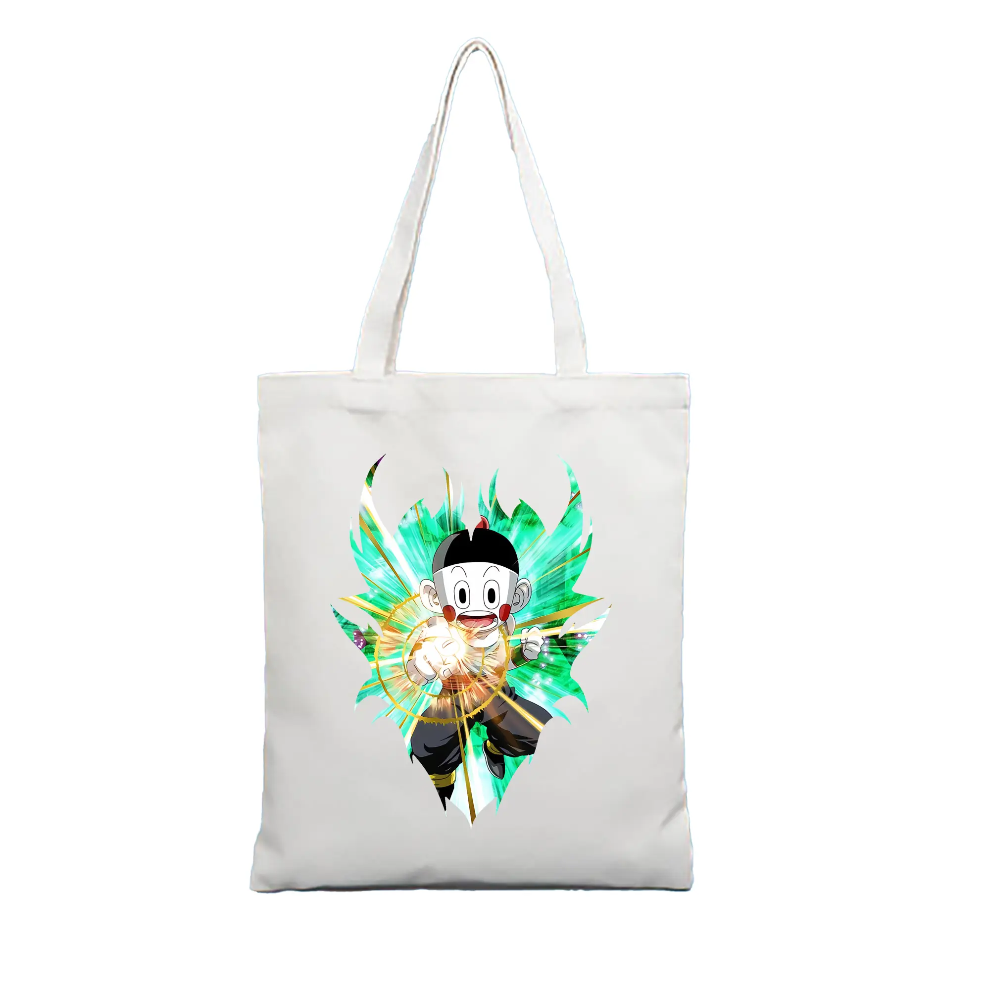 ドラゴンボール グッズ チャオズ - 縦型キャンバス手提げバッグ（トートバッグ） ・ キャンバス素材 ・ ショッピング用 ・ 軽量 丈夫 お手入れ簡単