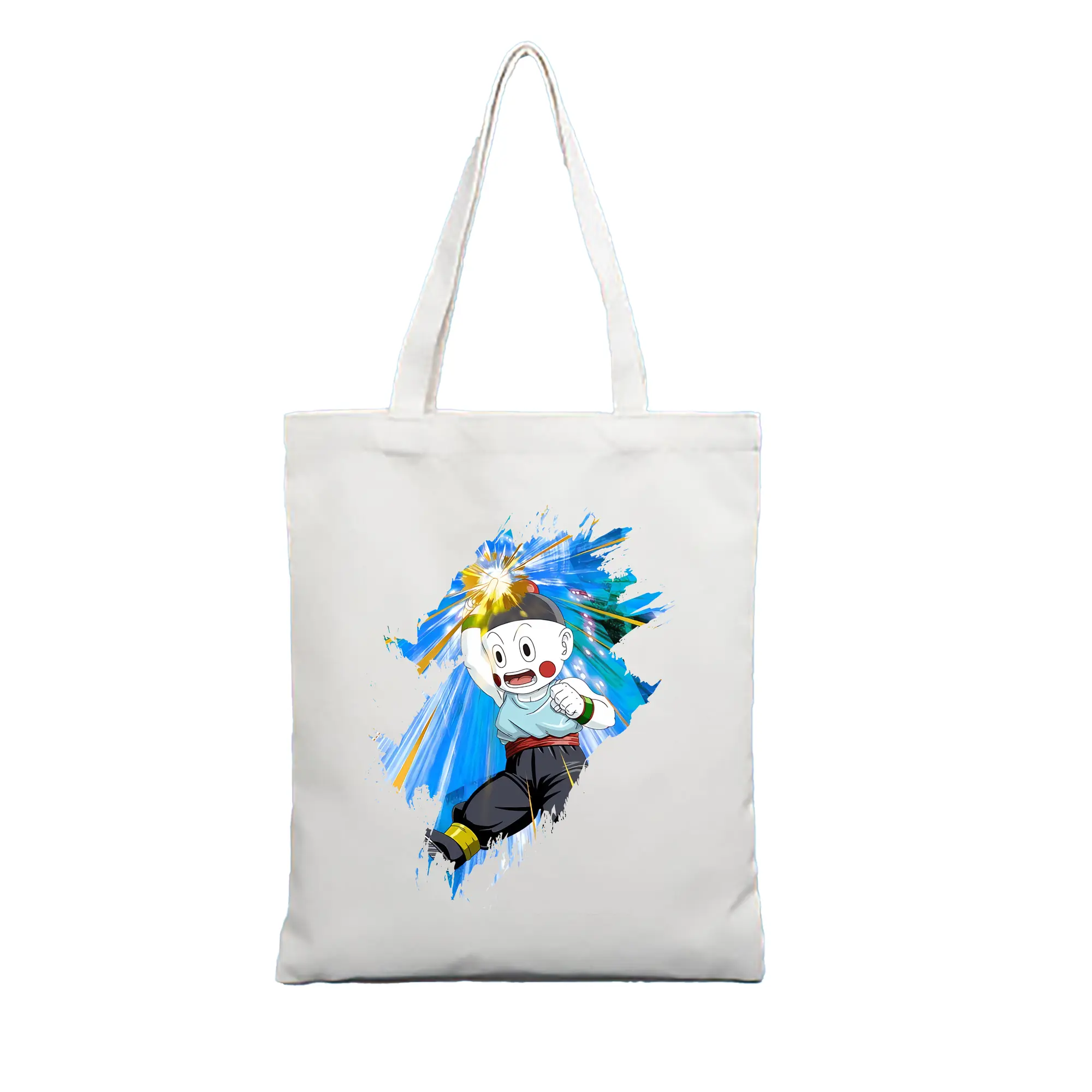 ドラゴンボール グッズ チャオズ - 縦型キャンバス手提げバッグ（トートバッグ） ・ キャンバス素材 ・ ショッピング用 ・ 軽量 丈夫 お手入れ簡単