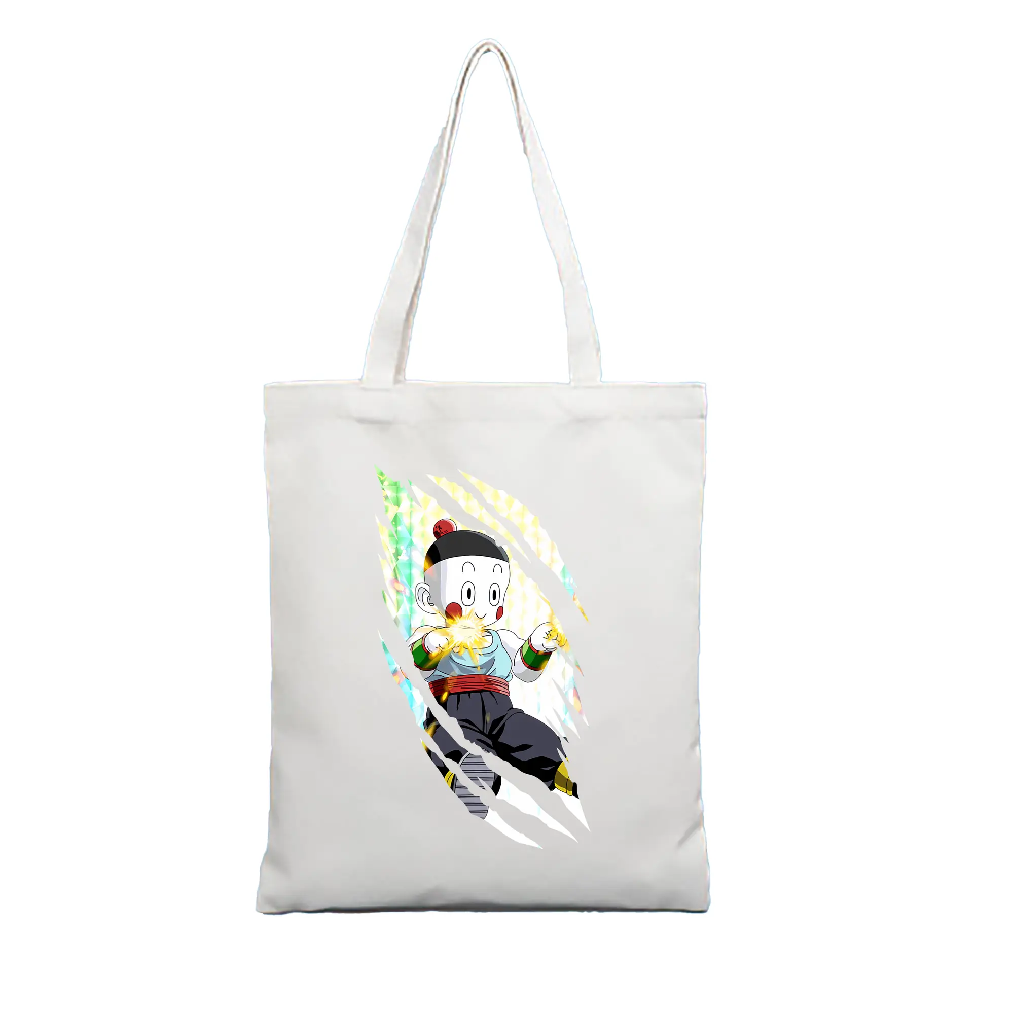 ドラゴンボール グッズ チャオズ - 縦型キャンバス手提げバッグ（トートバッグ） ・ キャンバス素材 ・ ショッピング用 ・ 軽量 丈夫 お手入れ簡単