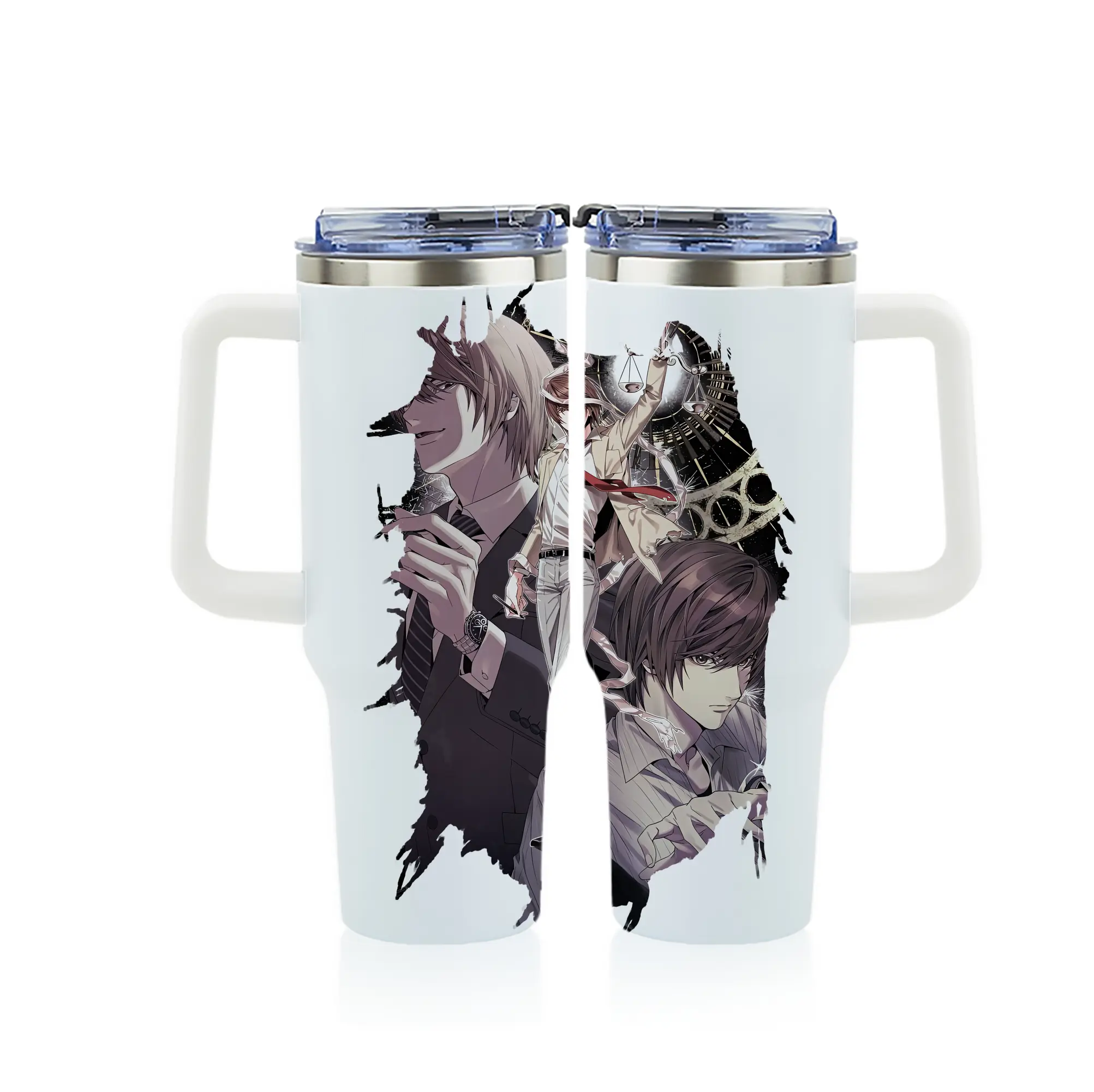 デスノート グッズ,夜神月 - 1200mL フルプリント車用タンブラー ・ 304ステンレス 内側 ・ 201ステンレス 外側 ・ 保温 保冷 ・ 通勤 ドライブ アウトドア用