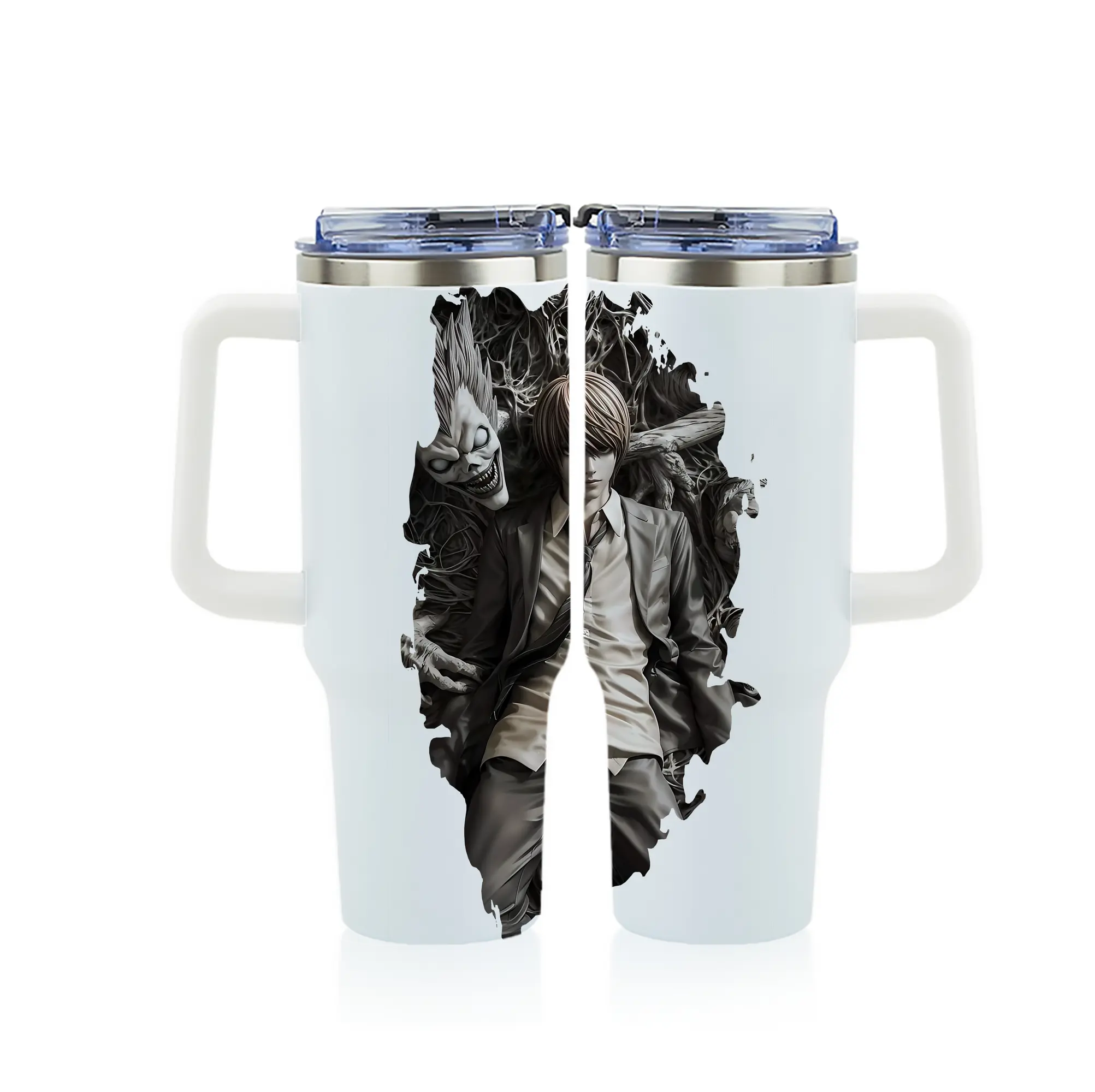 デスノート グッズ,夜神月 - 1200mL フルプリント車用タンブラー ・ 304ステンレス 内側 ・ 201ステンレス 外側 ・ 保温 保冷 ・ 通勤 ドライブ アウトドア用