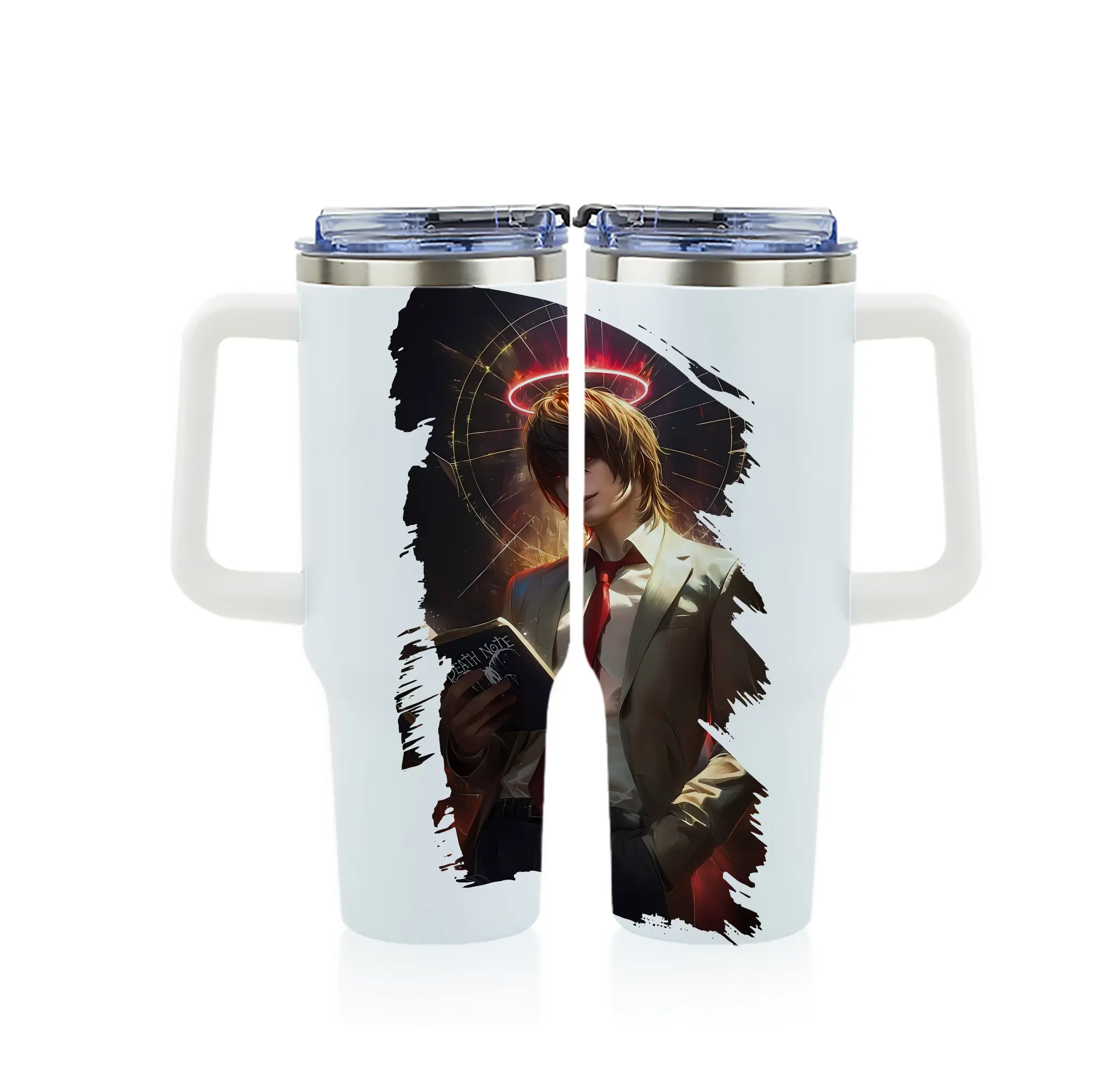 デスノート グッズ,夜神月 - 1200mL フルプリント車用タンブラー ・ 304ステンレス 内側 ・ 201ステンレス 外側 ・ 保温 保冷 ・ 通勤 ドライブ アウトドア用