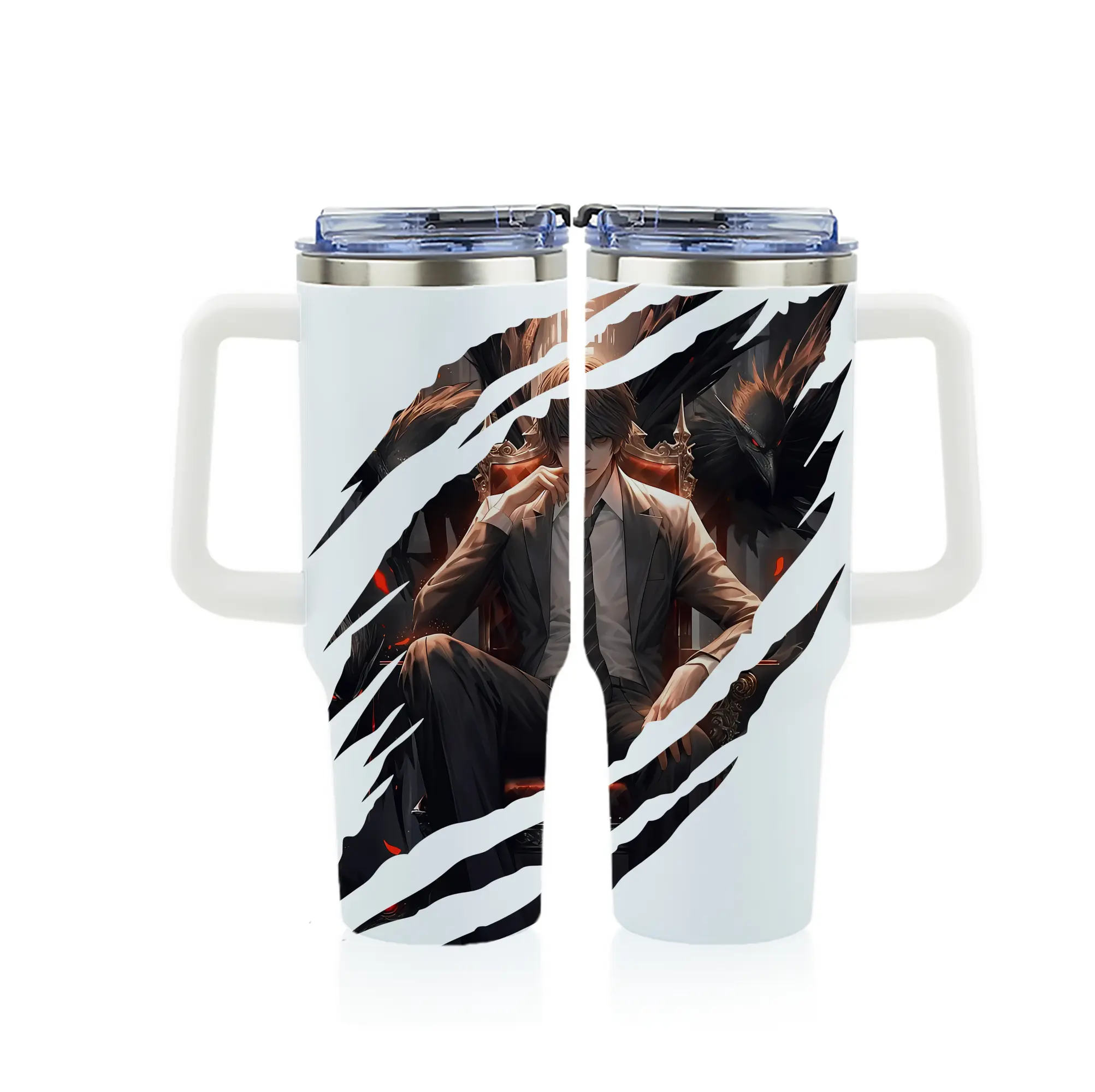 デスノート グッズ,夜神月 - 1200mL フルプリント車用タンブラー ・ 304ステンレス 内側 ・ 201ステンレス 外側 ・ 保温 保冷 ・ 通勤 ドライブ アウトドア用