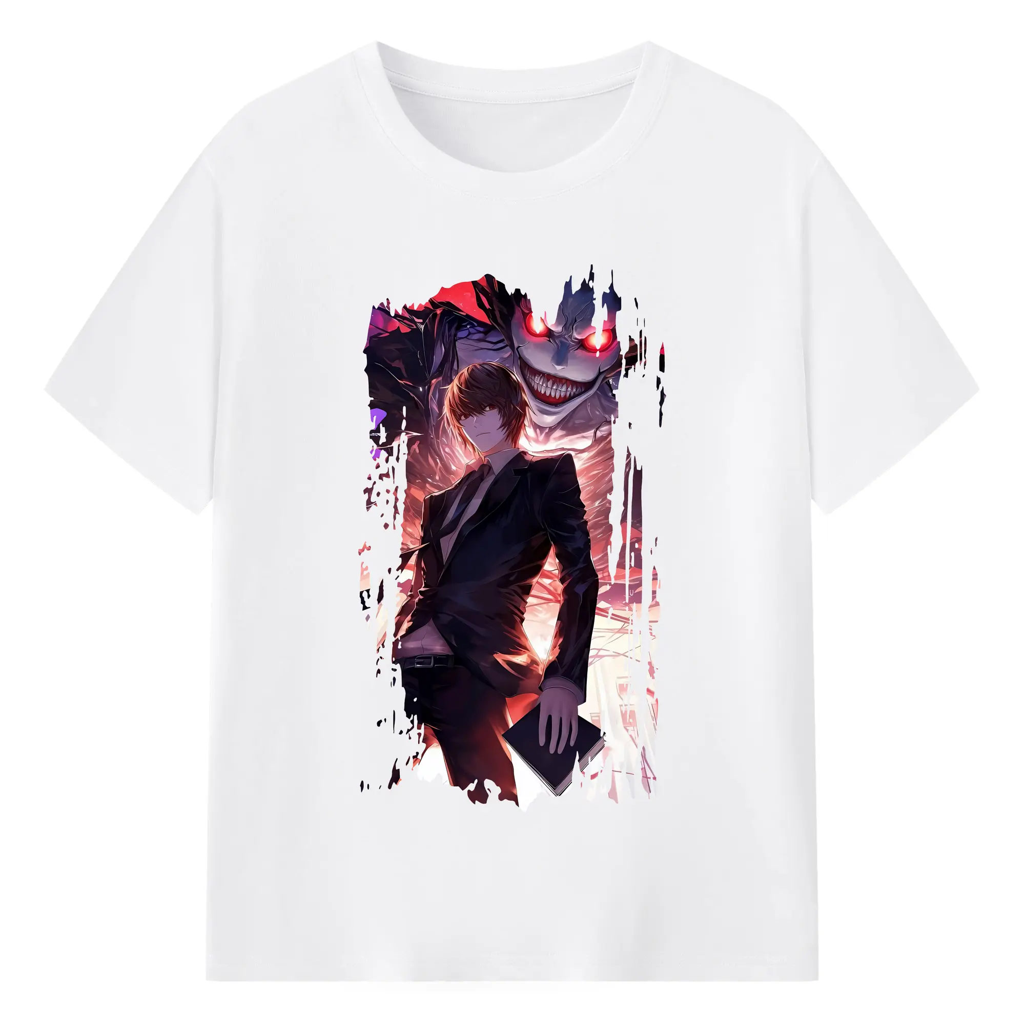 デスノート グッズ,夜神月 - 綿100％ 半袖Tシャツ ・ フロントプリント ・ 快適 通気性 ・ 日常使い 散歩 スポーツ用