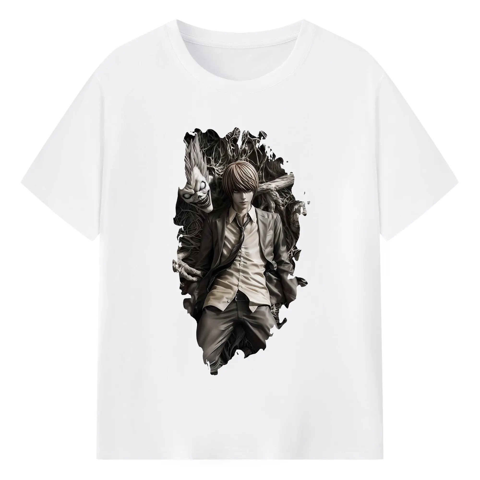 デスノート グッズ,夜神月 - 綿100％ 半袖Tシャツ ・ フロントプリント ・ 快適 通気性 ・ 日常使い 散歩 スポーツ用