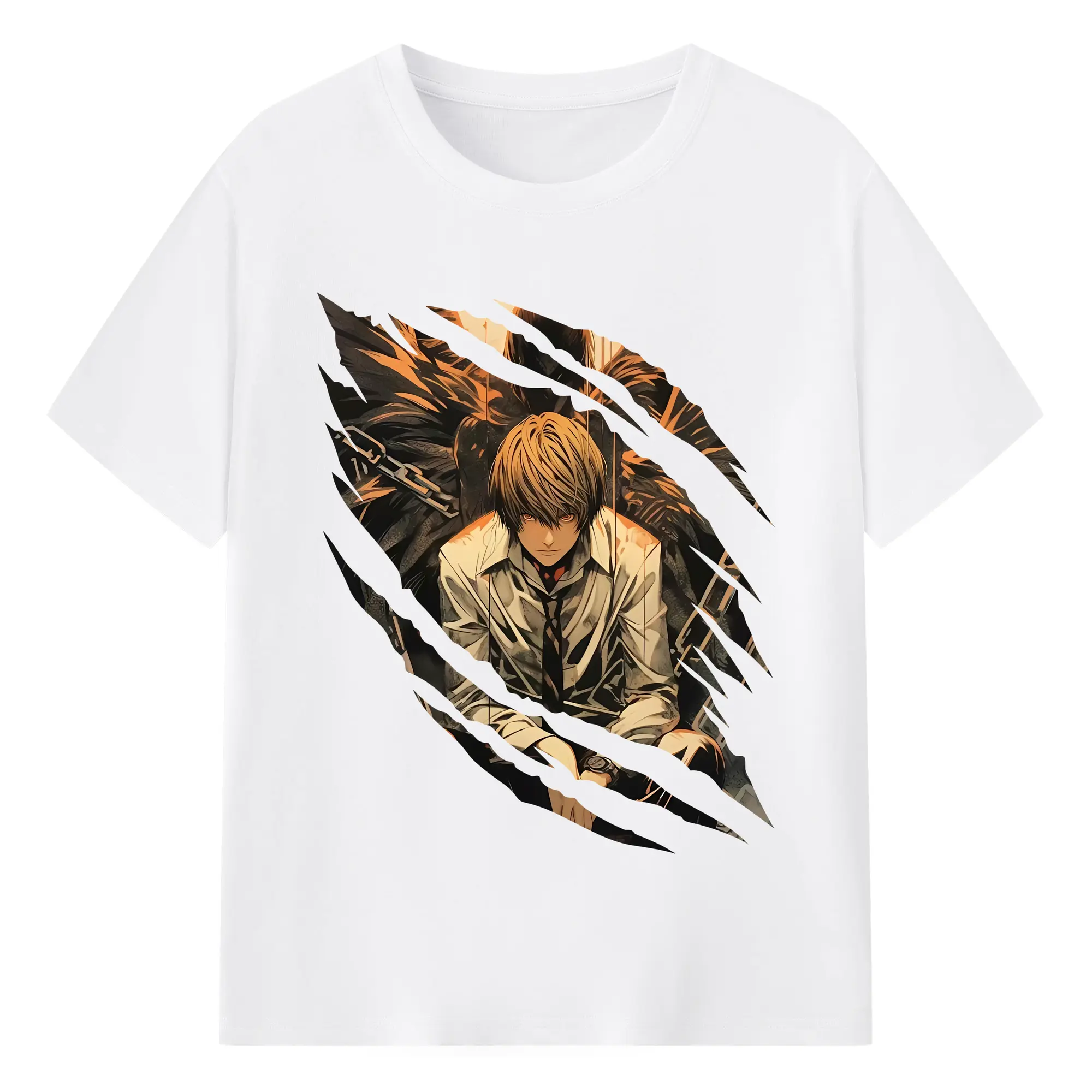 デスノート グッズ,夜神月 - 綿100％ 半袖Tシャツ ・ フロントプリント ・ 快適 通気性 ・ 日常使い 散歩 スポーツ用