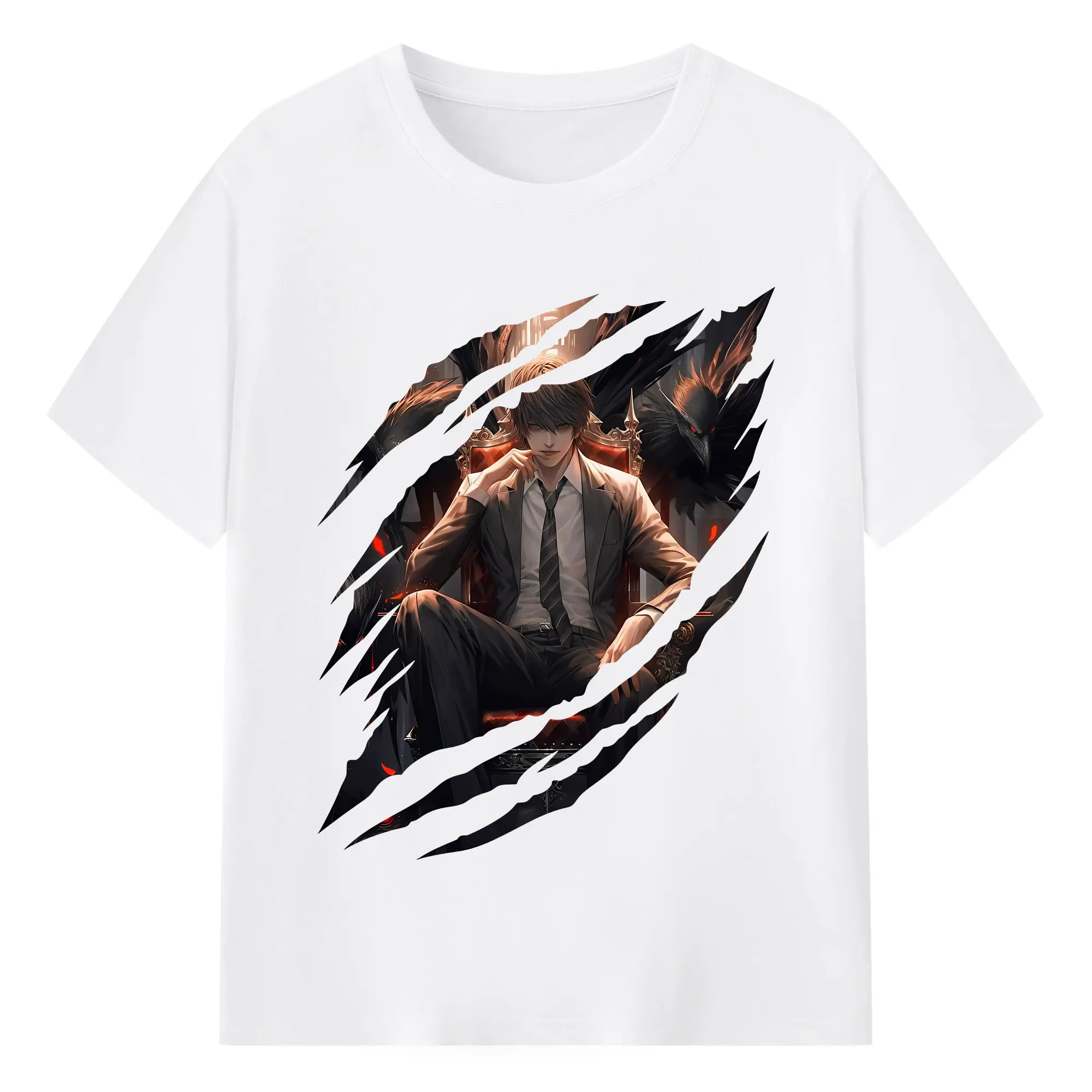 デスノート グッズ,夜神月 - 綿100％ 半袖Tシャツ ・ フロントプリント ・ 快適 通気性 ・ 日常使い 散歩 スポーツ用