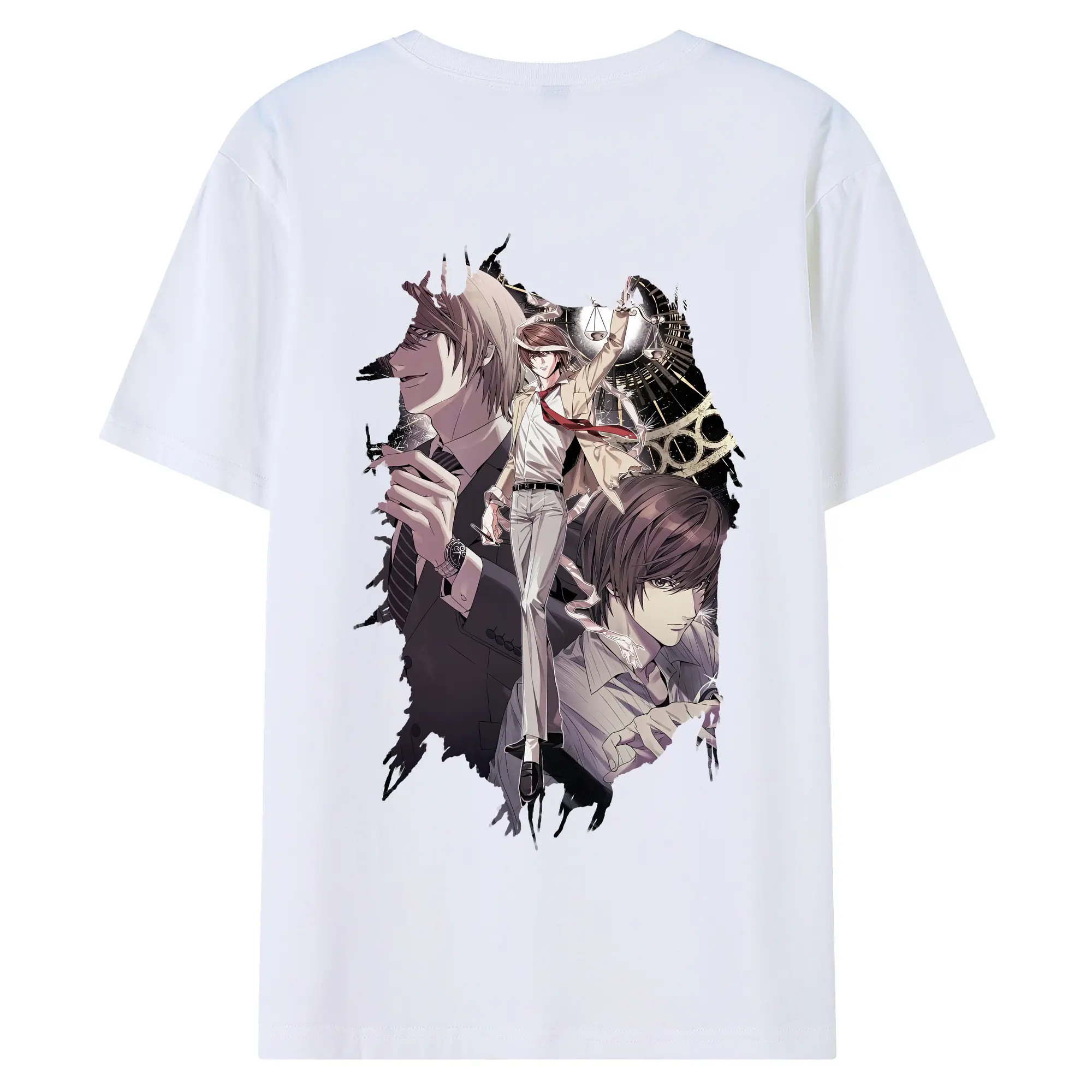 デスノート グッズ,夜神月 - 綿100％ 半袖Tシャツ ・ バックプリント ・ 快適 通気性 ・ 日常使い 散歩 スポーツ用