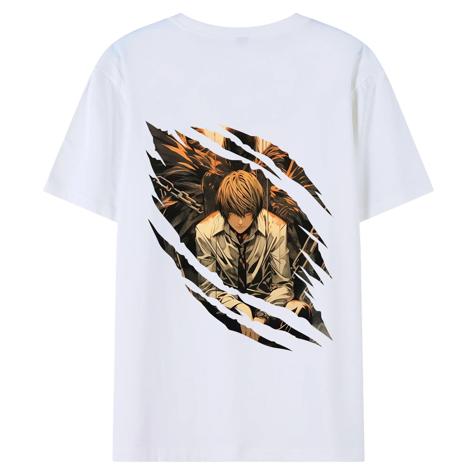 デスノート グッズ,夜神月 - 綿100％ 半袖Tシャツ ・ バックプリント ・ 快適 通気性 ・ 日常使い 散歩 スポーツ用