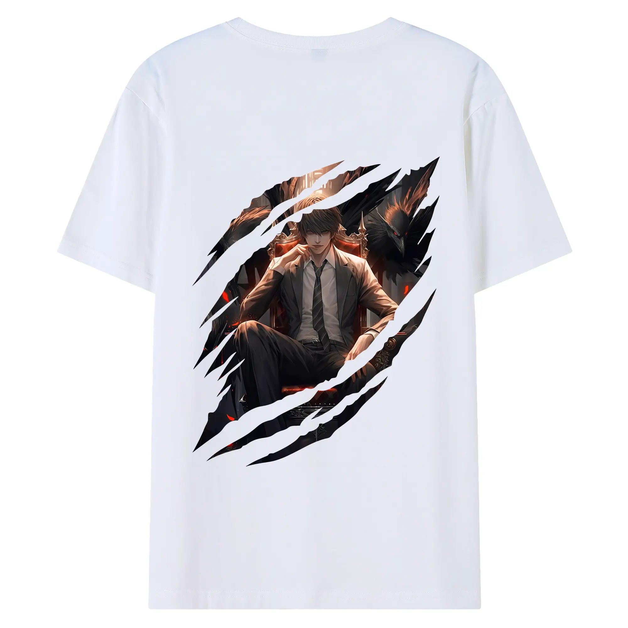 デスノート グッズ,夜神月 - 綿100％ 半袖Tシャツ ・ バックプリント ・ 快適 通気性 ・ 日常使い 散歩 スポーツ用