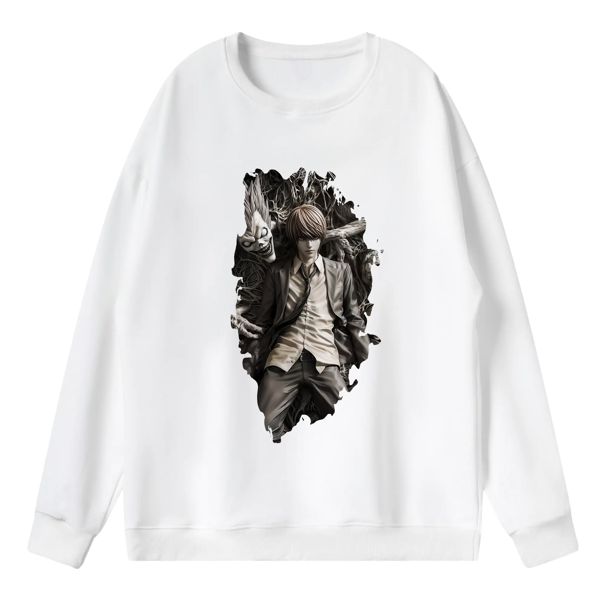 デスノート グッズ,夜神月 - 薄手 クルーネック スウェット 裏毛260g · ポリエステル 春秋向け カジュアル 男女兼用 · トレーナー デイリー スポーツ 散歩に最適