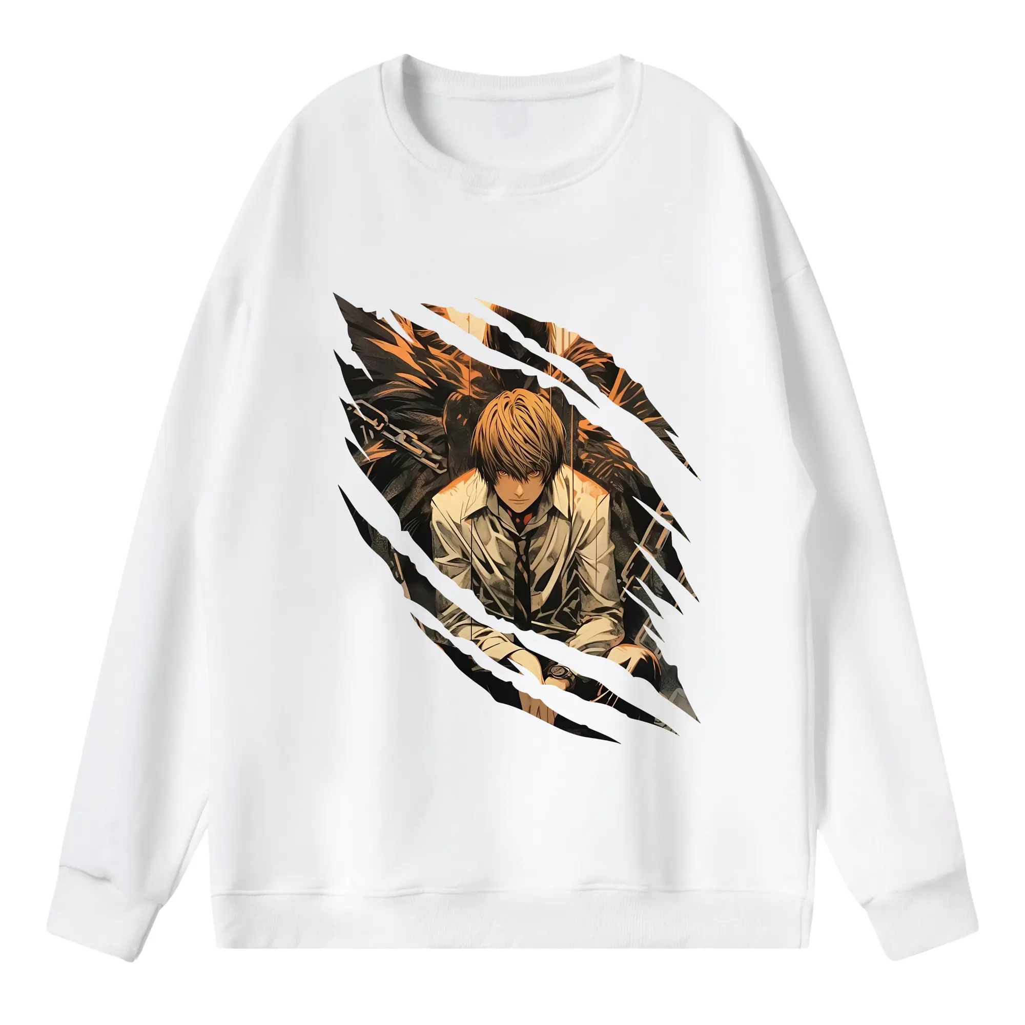 デスノート グッズ,夜神月 - 薄手 クルーネック スウェット 裏毛260g · ポリエステル 春秋向け カジュアル 男女兼用 · トレーナー デイリー スポーツ 散歩に最適