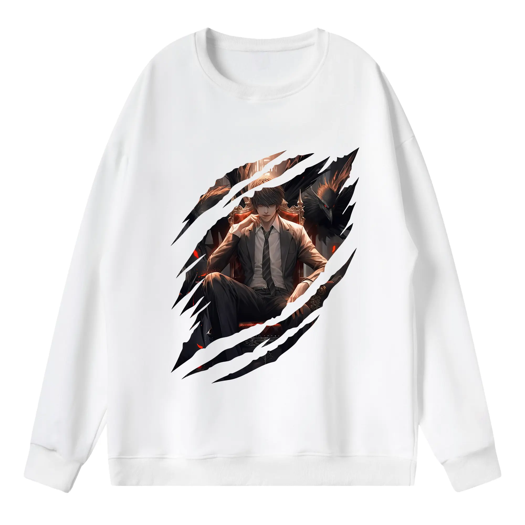 デスノート グッズ,夜神月 - 薄手 クルーネック スウェット 裏毛260g · ポリエステル 春秋向け カジュアル 男女兼用 · トレーナー デイリー スポーツ 散歩に最適