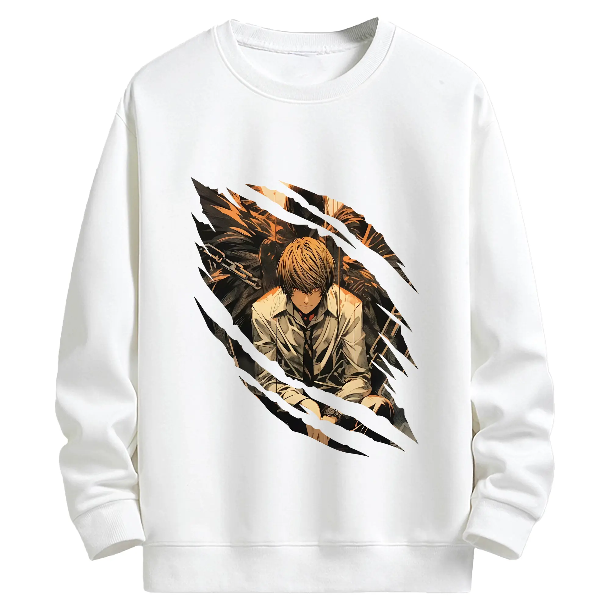 デスノート グッズ,夜神月 - キッズ クルーネックスウェットシャツ ・ フロントプリント ・ 綿80％ ポリエステル20％ ・ 快適 通学 スポーツ 日常使い お散歩用