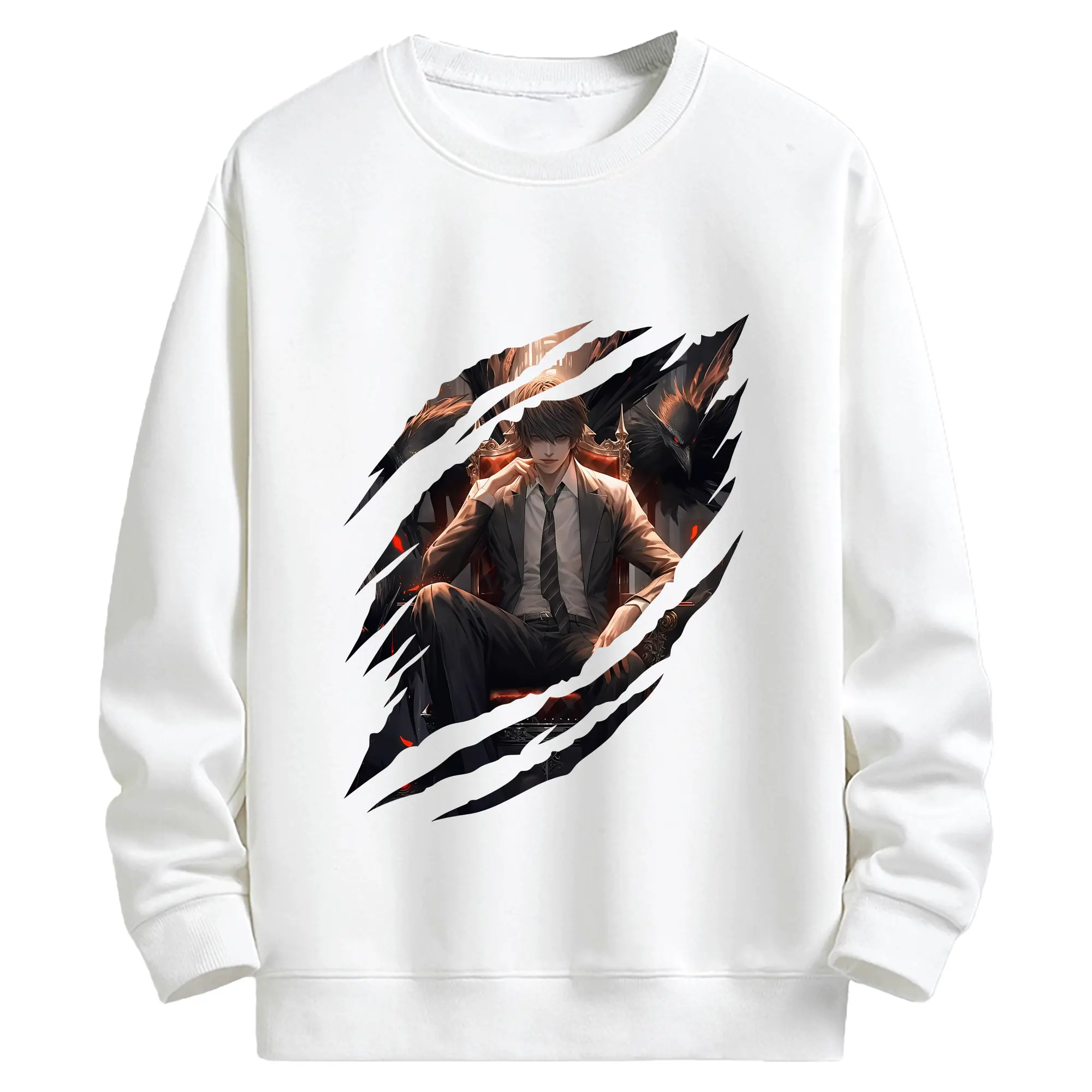 デスノート グッズ,夜神月 - キッズ クルーネックスウェットシャツ ・ フロントプリント ・ 綿80％ ポリエステル20％ ・ 快適 通学 スポーツ 日常使い お散歩用