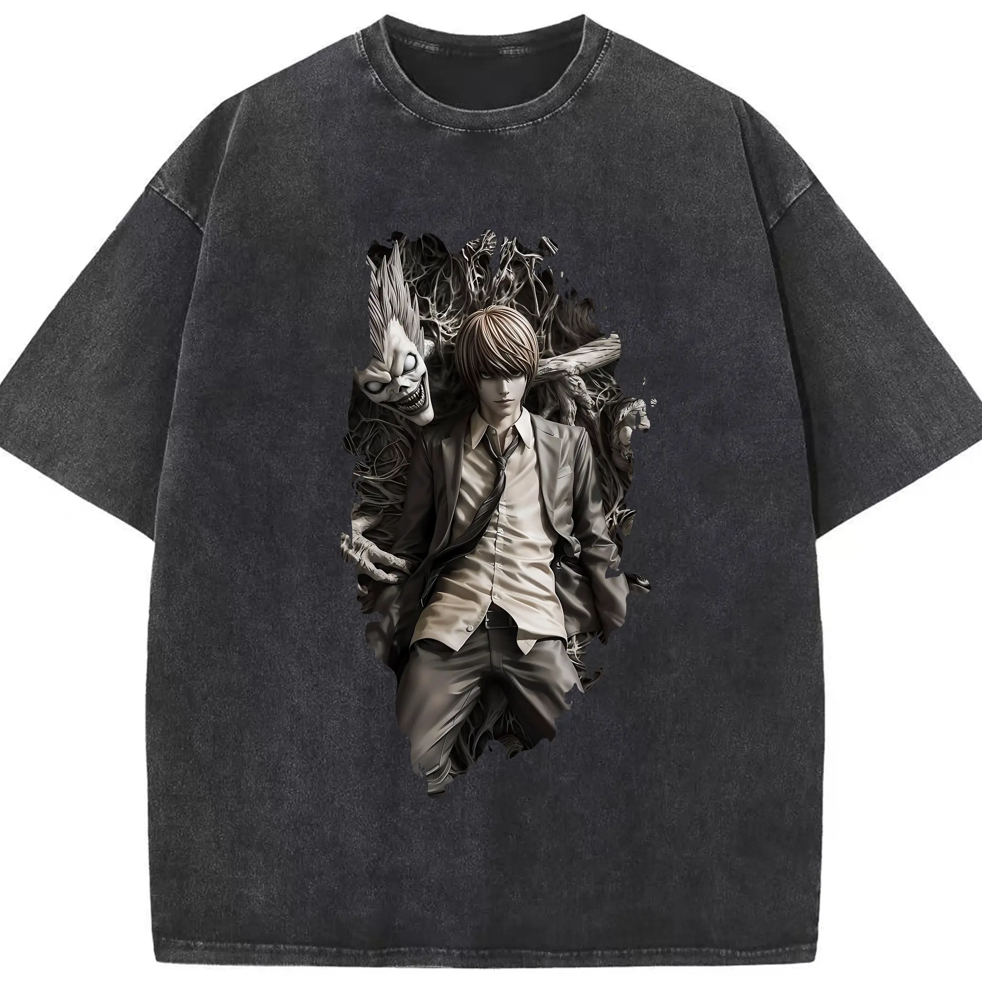 デスノート グッズ,夜神月 - 綿100％ ヴィンテージ風 半袖Tシャツ ・ フロントプリント ・ 柔らか肌触り ・ 通気性 快適 ・ スポーツ カジュアル 外出用