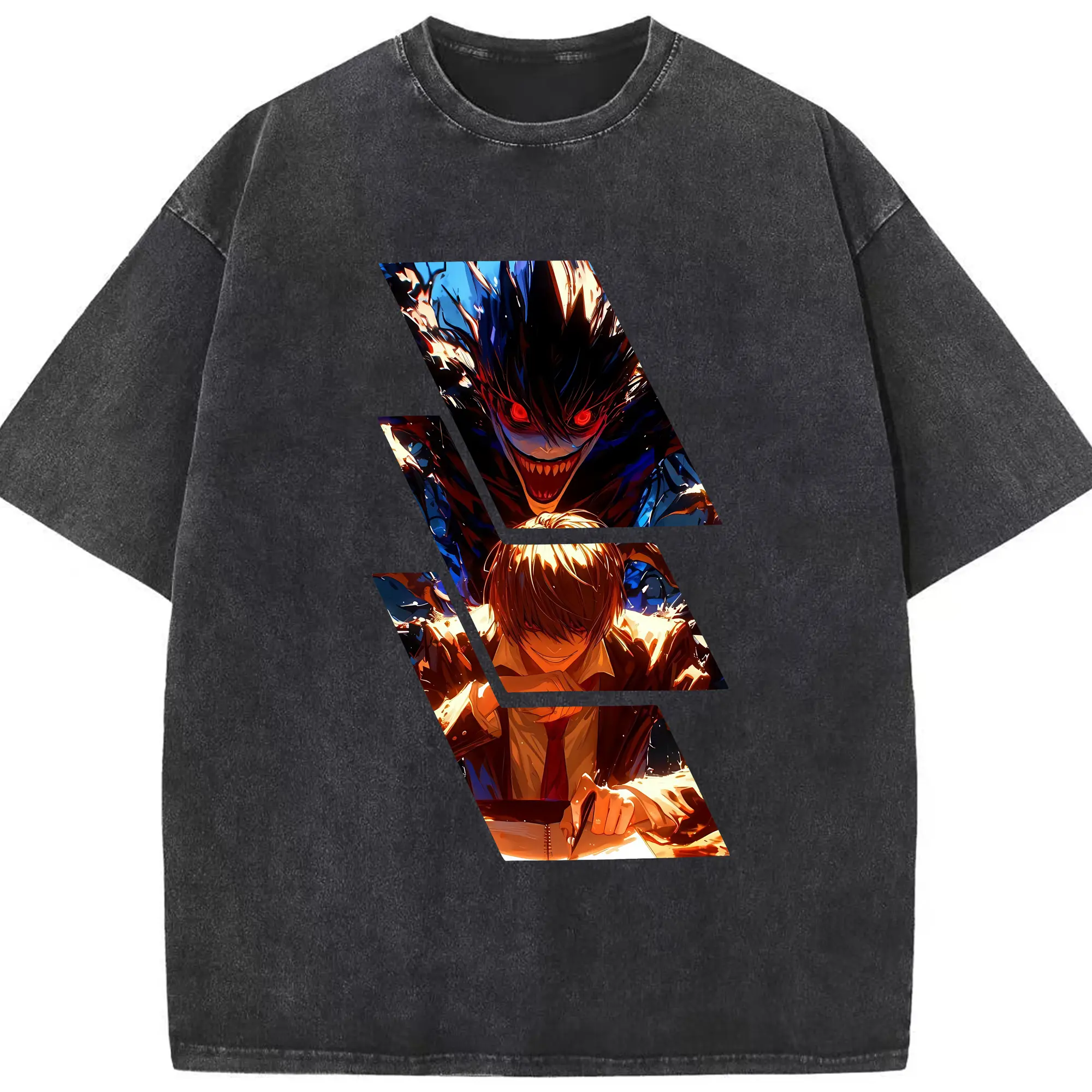 デスノート グッズ,夜神月 - 綿100％ ヴィンテージ風 半袖Tシャツ ・ フロントプリント ・ 柔らか肌触り ・ 通気性 快適 ・ スポーツ カジュアル 外出用