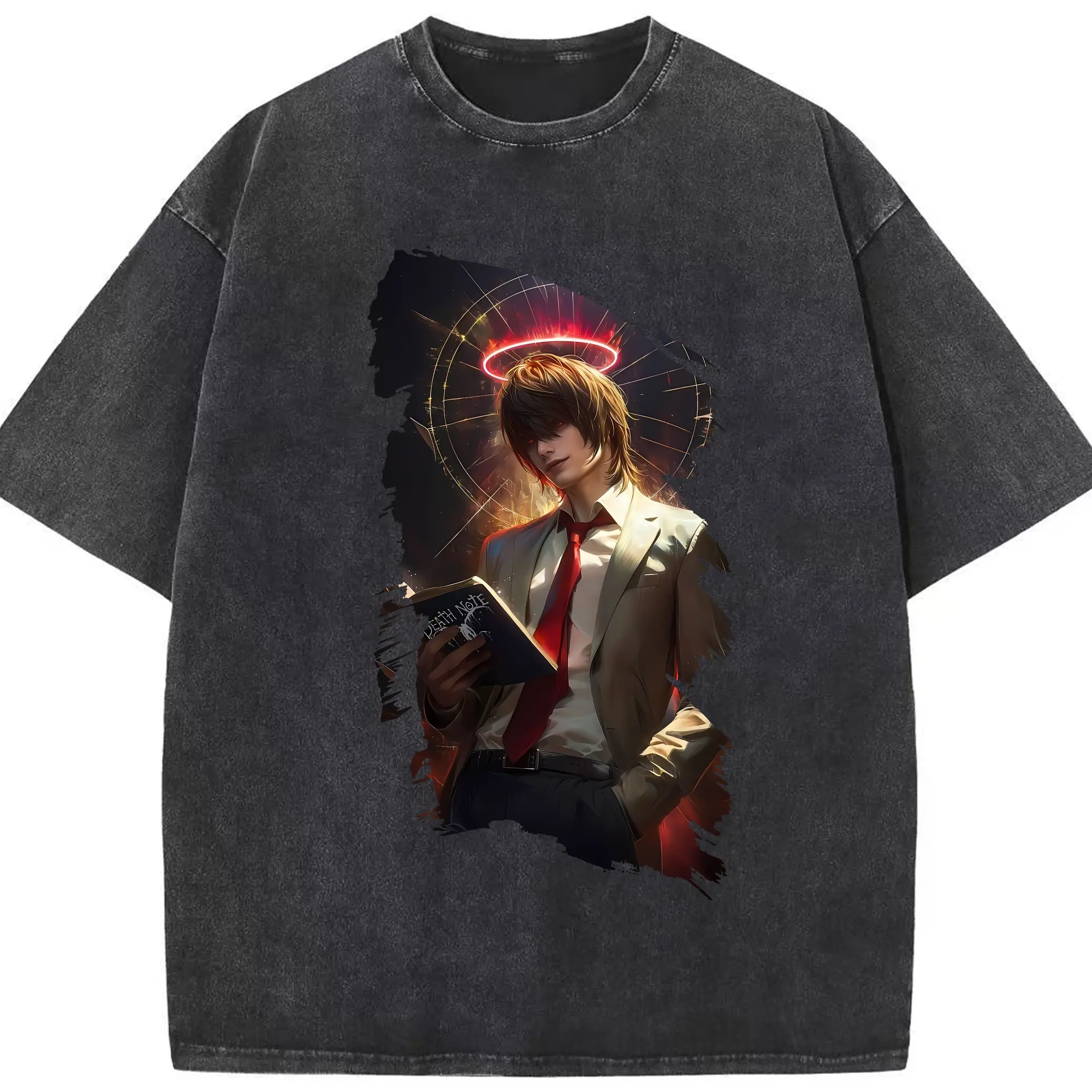 デスノート グッズ,夜神月 - 綿100％ ヴィンテージ風 半袖Tシャツ ・ フロントプリント ・ 柔らか肌触り ・ 通気性 快適 ・ スポーツ カジュアル 外出用