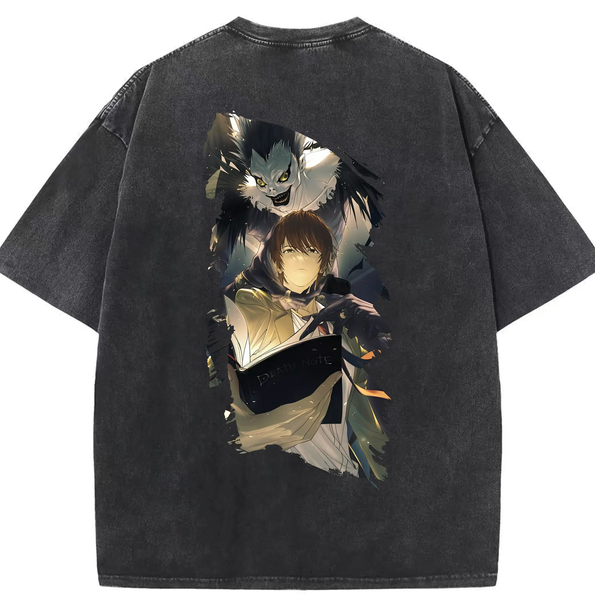 デスノート グッズ,夜神月 - 綿100％ ヴィンテージ風 半袖Tシャツ ・ 背面プリント ・ 柔らか肌触り ・ 通気性 快適 ・ スポーツ カジュアル 外出用