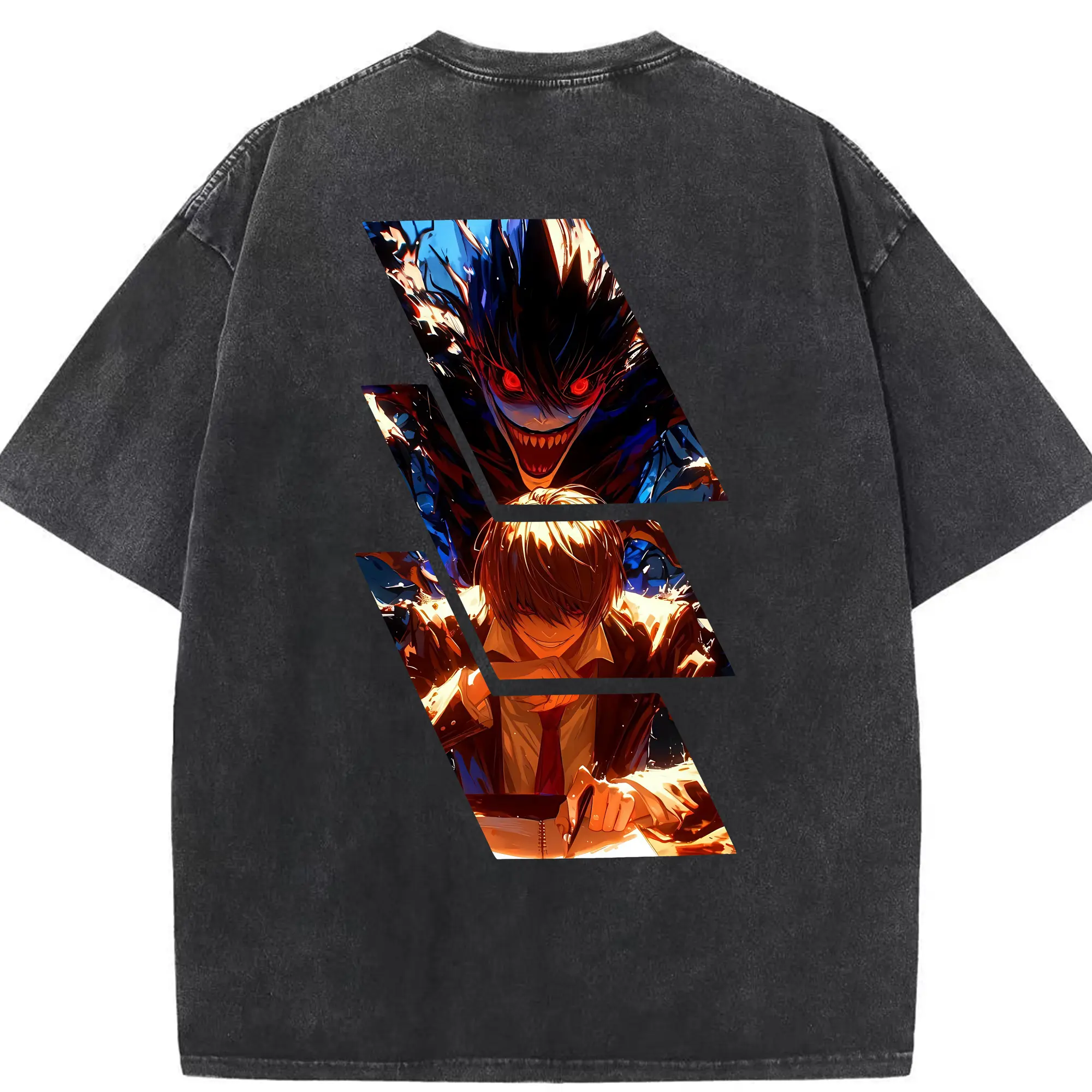 デスノート グッズ,夜神月 - 綿100％ ヴィンテージ風 半袖Tシャツ ・ 背面プリント ・ 柔らか肌触り ・ 通気性 快適 ・ スポーツ カジュアル 外出用