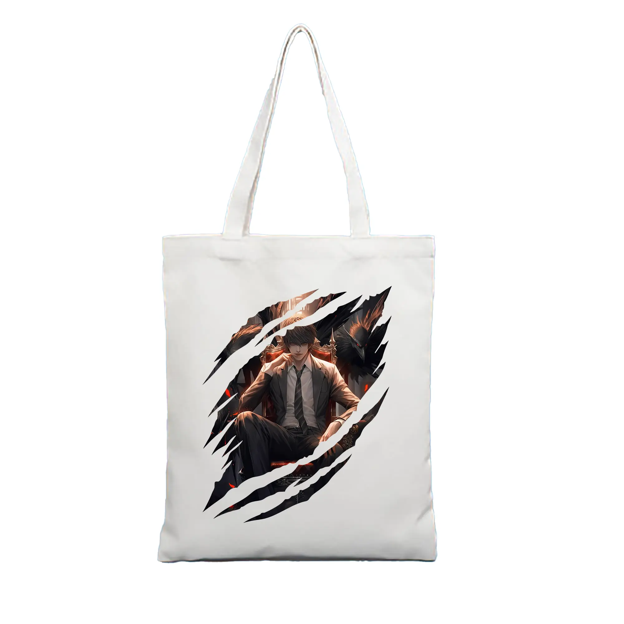 デスノート グッズ,夜神月 - 縦型キャンバス手提げバッグ（トートバッグ） ・ キャンバス素材 ・ ショッピング用 ・ 軽量 丈夫 お手入れ簡単