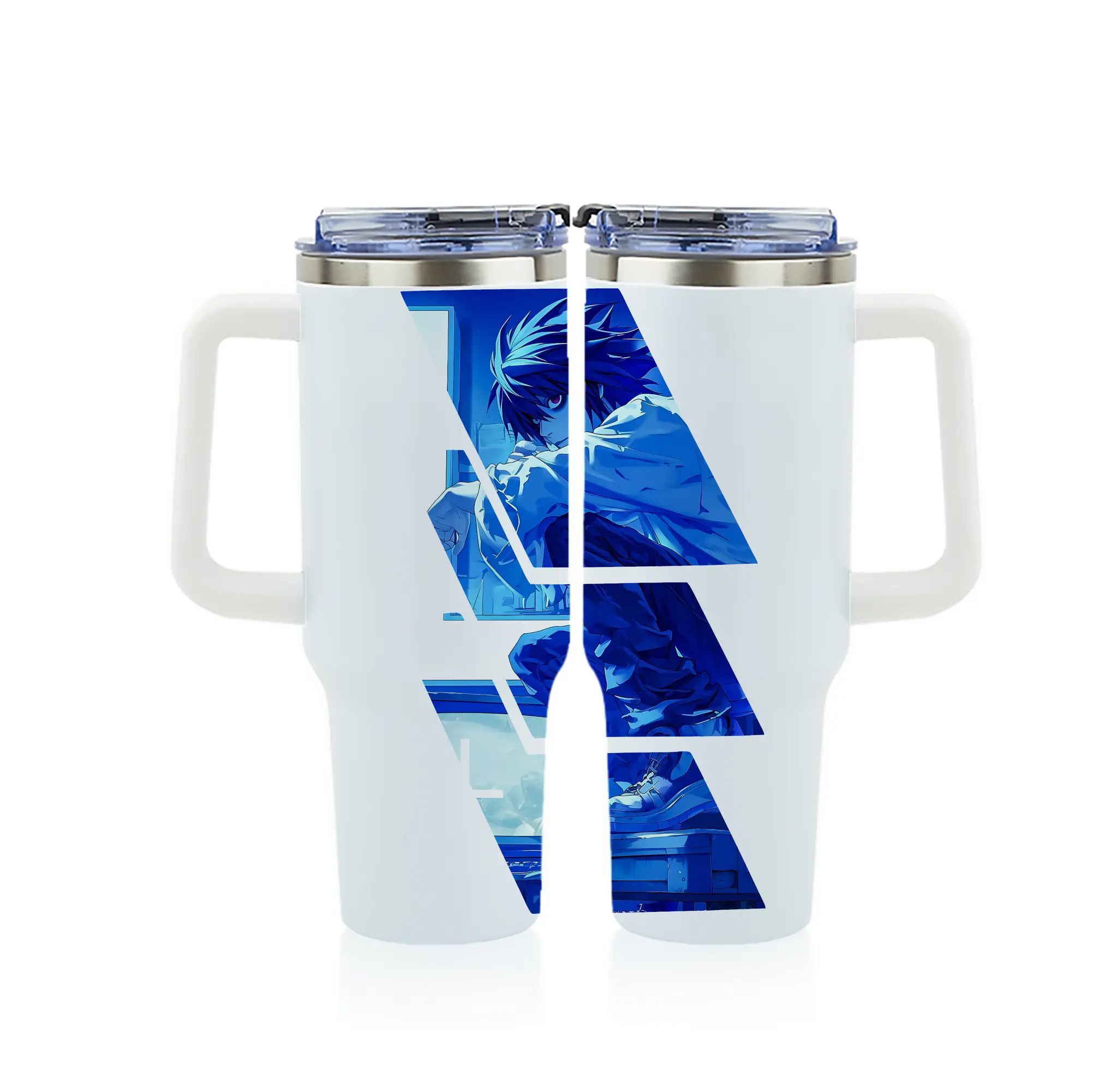 デスノート グッズ,L - 1200mL フルプリント車用タンブラー ・ 304ステンレス 内側 ・ 201ステンレス 外側 ・ 保温 保冷 ・ 通勤 ドライブ アウトドア用