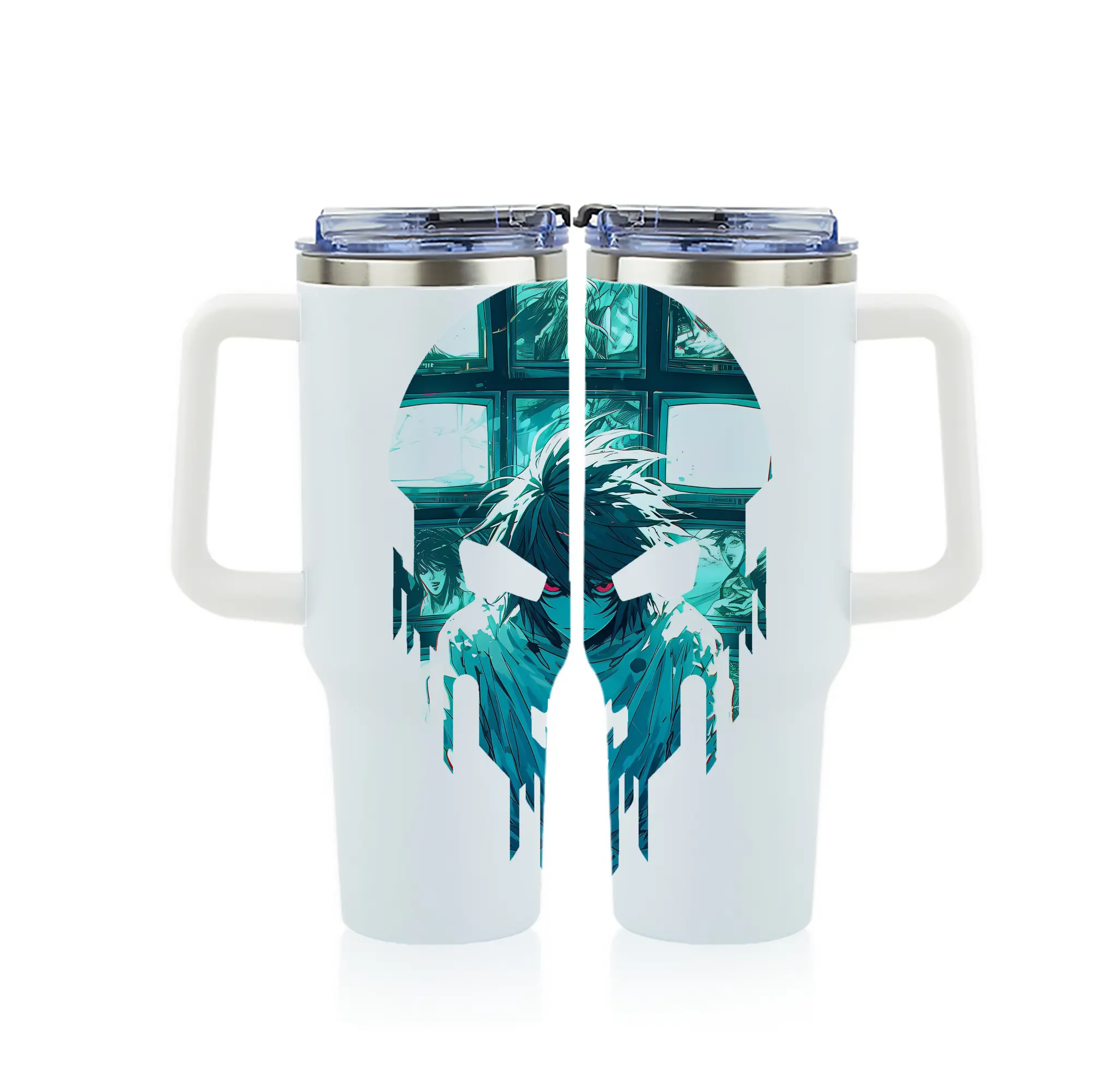 デスノート グッズ,L - 1200mL フルプリント車用タンブラー ・ 304ステンレス 内側 ・ 201ステンレス 外側 ・ 保温 保冷 ・ 通勤 ドライブ アウトドア用