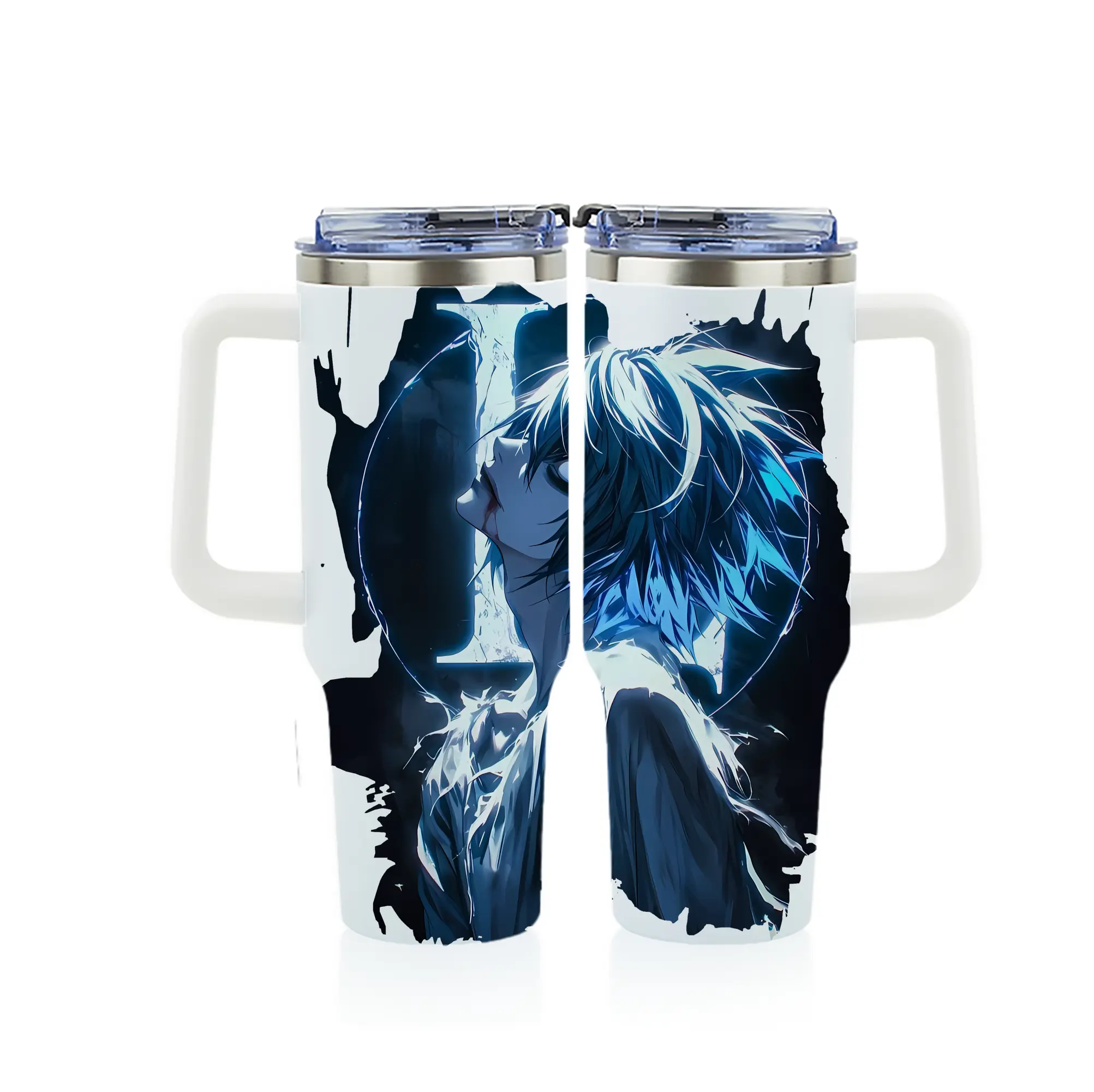 デスノート グッズ,L - 1200mL フルプリント車用タンブラー ・ 304ステンレス 内側 ・ 201ステンレス 外側 ・ 保温 保冷 ・ 通勤 ドライブ アウトドア用