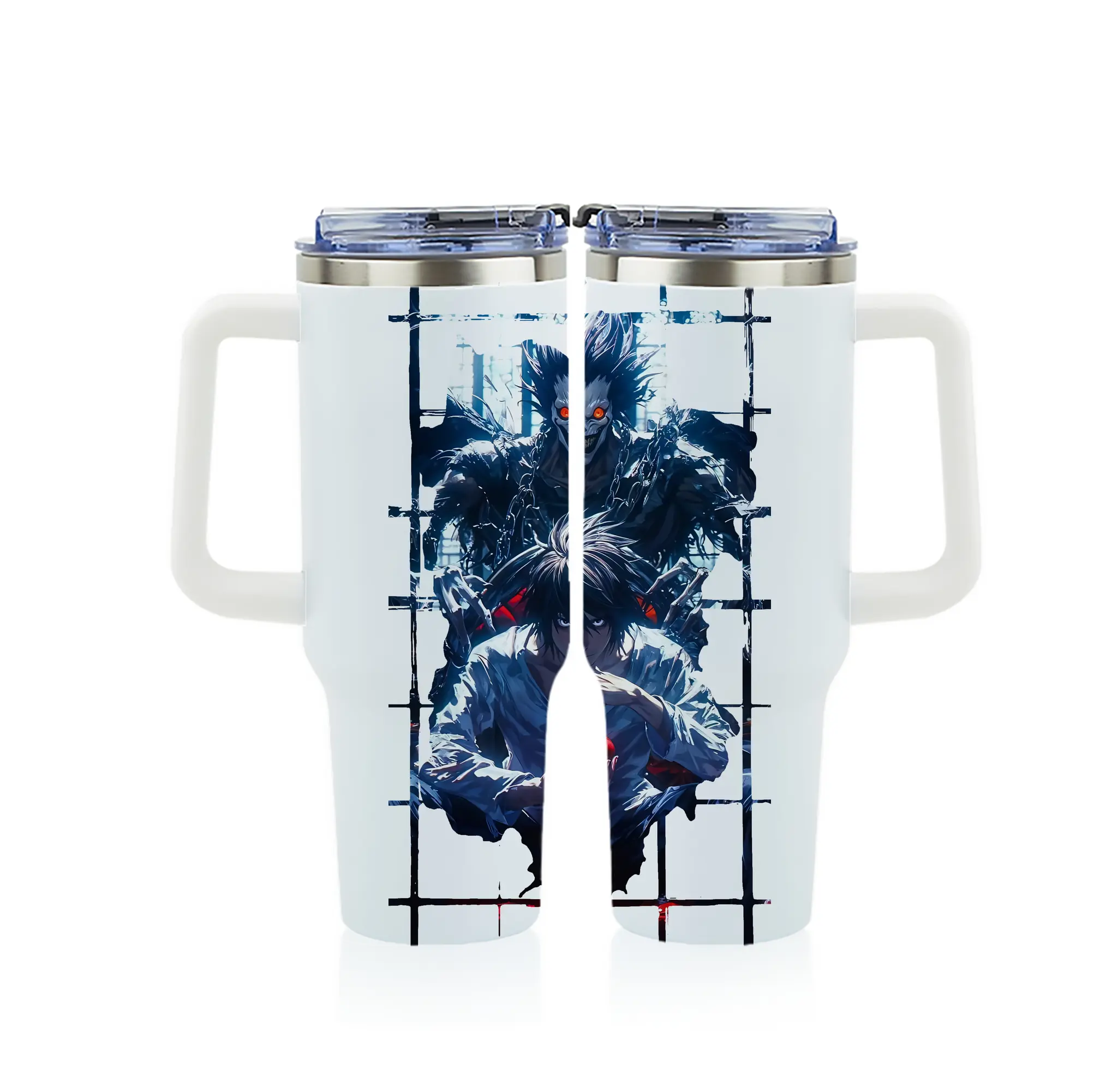 デスノート グッズ,L - 1200mL フルプリント車用タンブラー ・ 304ステンレス 内側 ・ 201ステンレス 外側 ・ 保温 保冷 ・ 通勤 ドライブ アウトドア用