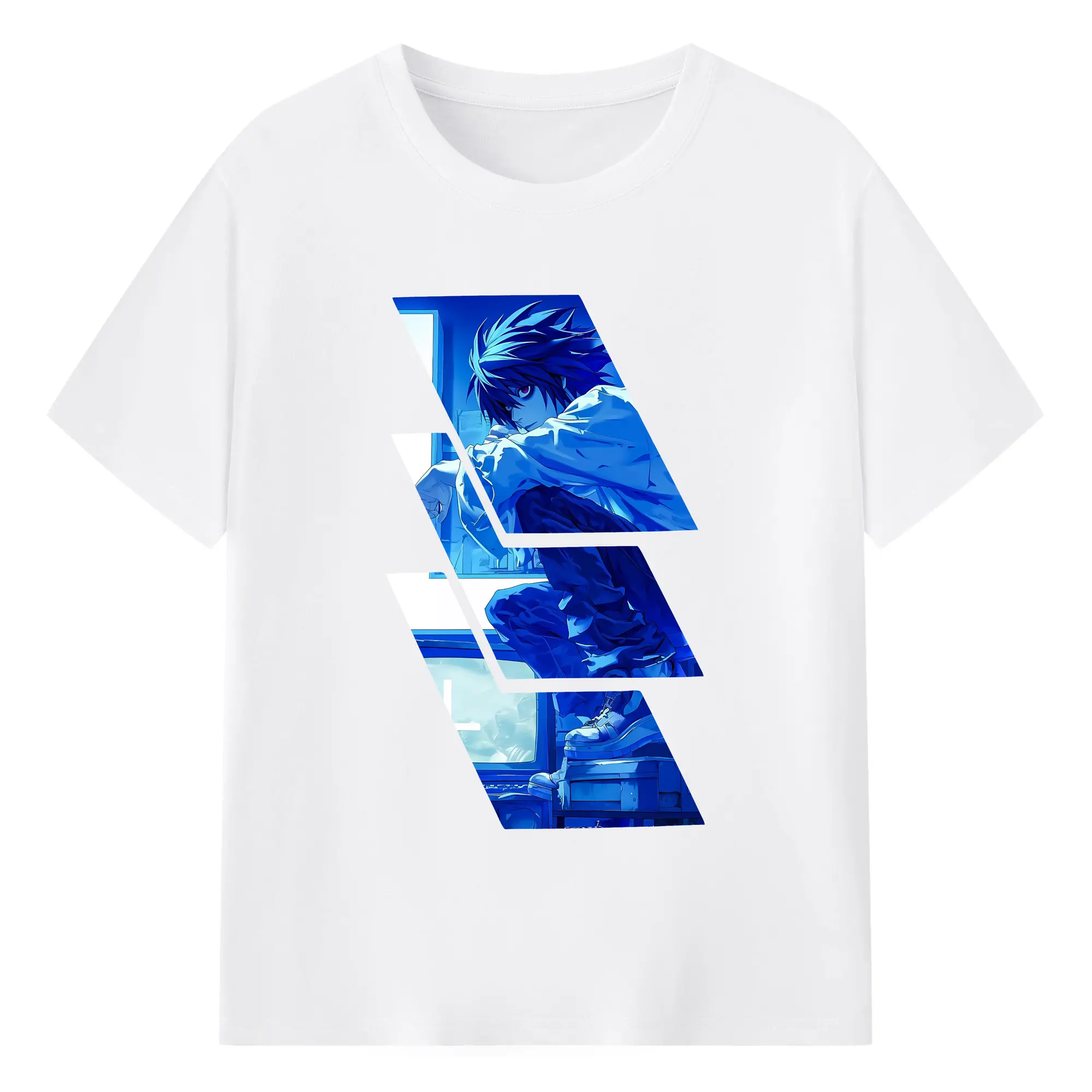 デスノート グッズ,L - 綿100％ 半袖Tシャツ ・ フロントプリント ・ 快適 通気性 ・ 日常使い 散歩 スポーツ用