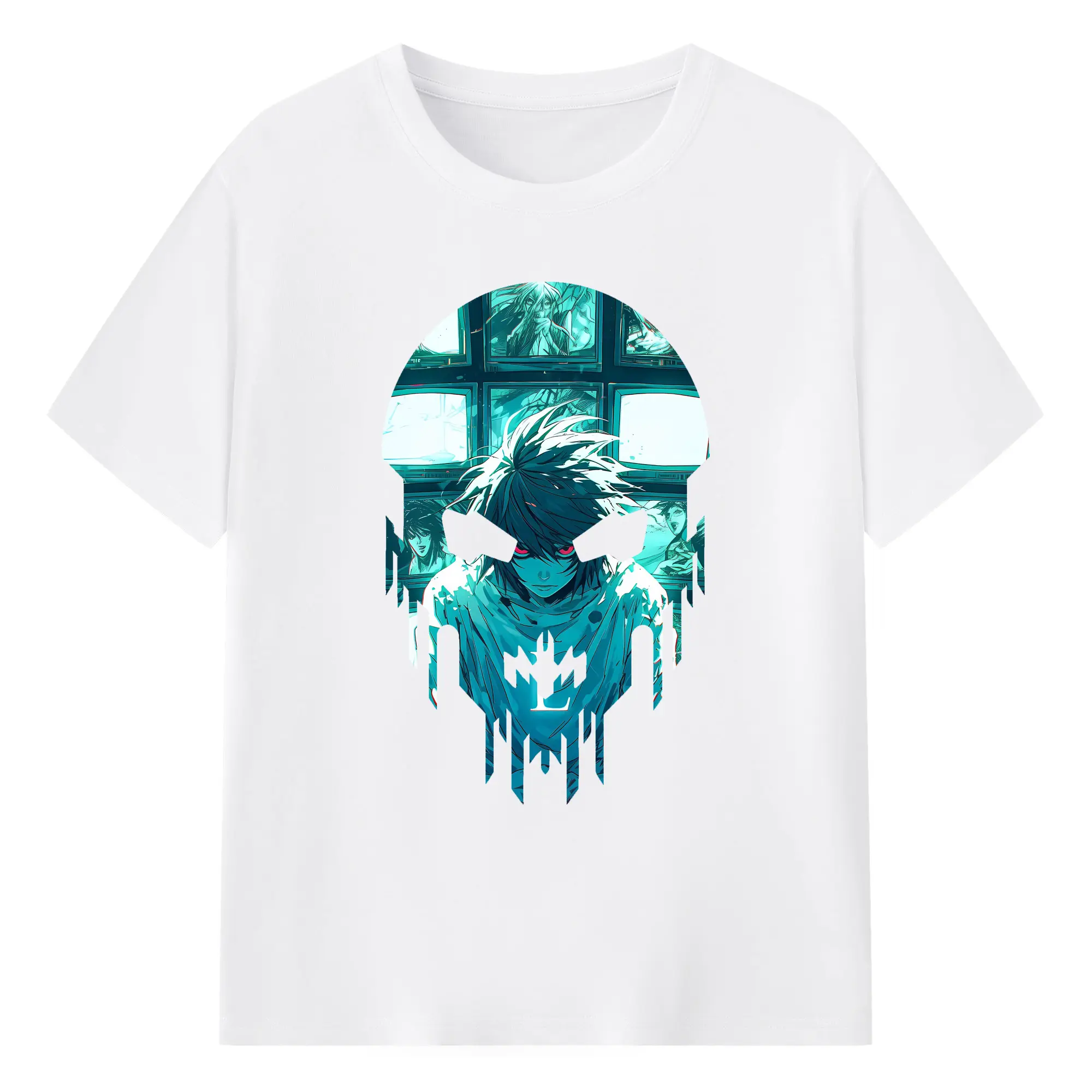 デスノート グッズ,L - 綿100％ 半袖Tシャツ ・ フロントプリント ・ 快適 通気性 ・ 日常使い 散歩 スポーツ用