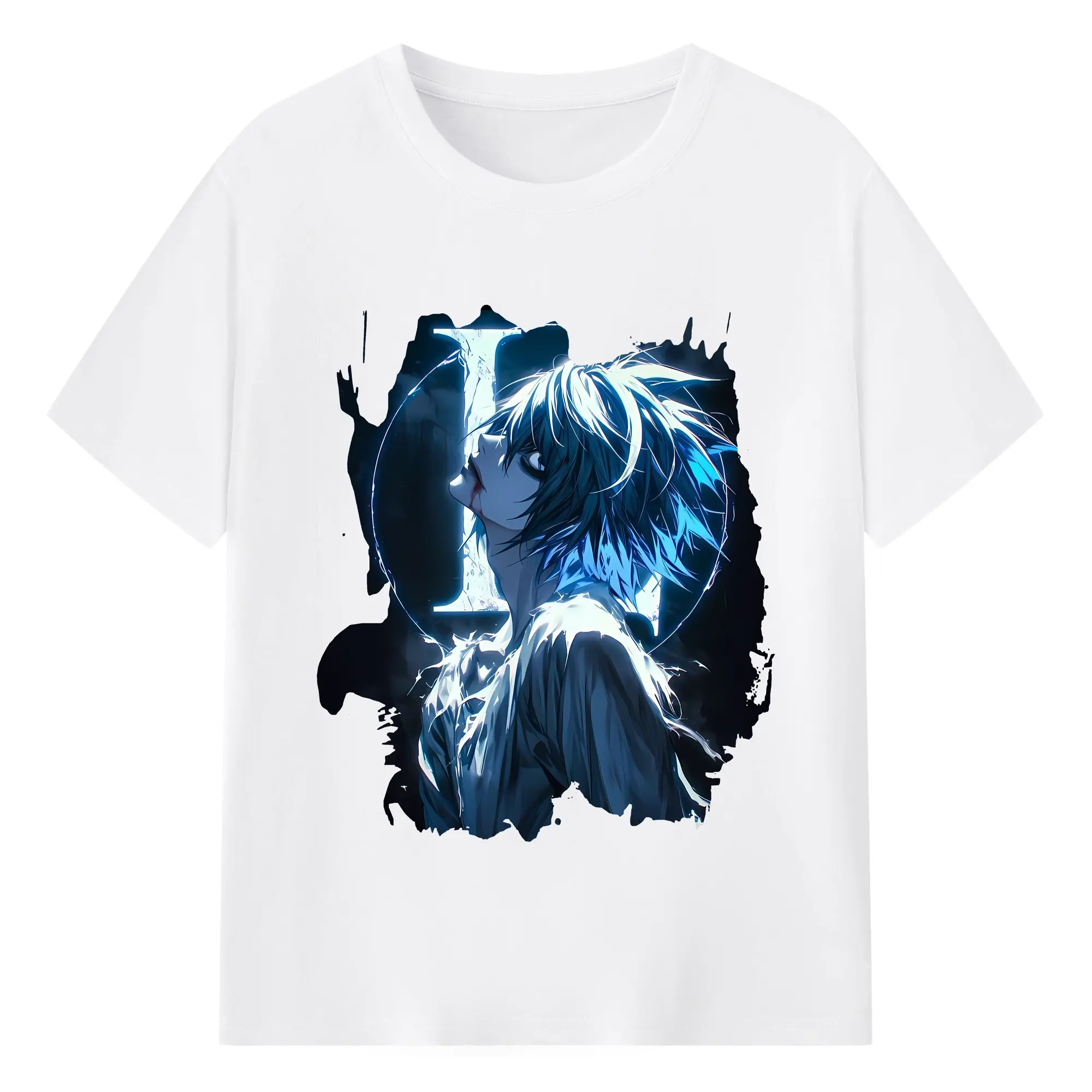 デスノート グッズ,L - 綿100％ 半袖Tシャツ ・ フロントプリント ・ 快適 通気性 ・ 日常使い 散歩 スポーツ用