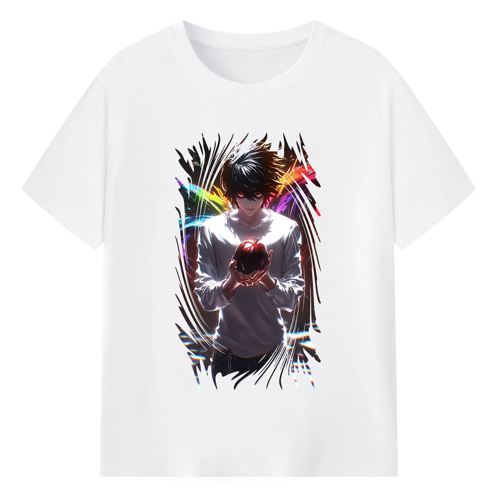 デスノート グッズ,L - 綿100％ 半袖Tシャツ ・ フロントプリント ・ 快適 通気性 ・ 日常使い 散歩 スポーツ用