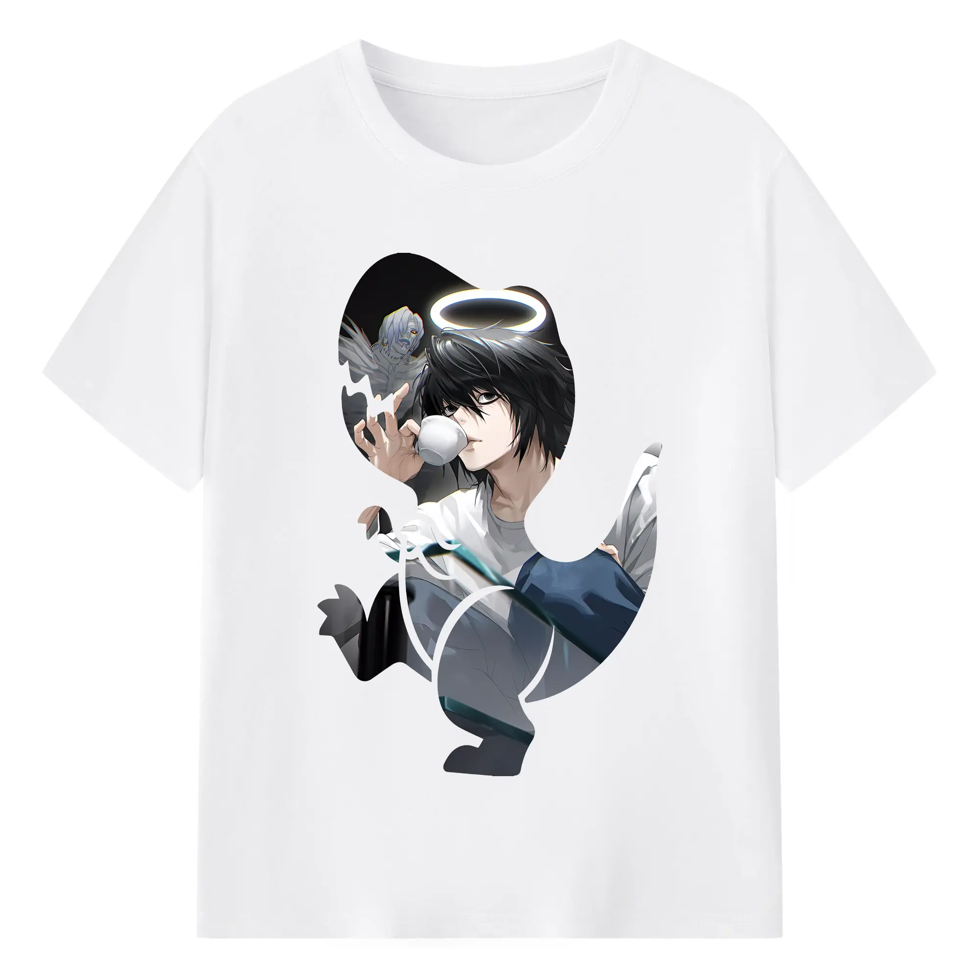 デスノート グッズ,L - 綿100％ 半袖Tシャツ ・ フロントプリント ・ 快適 通気性 ・ 日常使い 散歩 スポーツ用