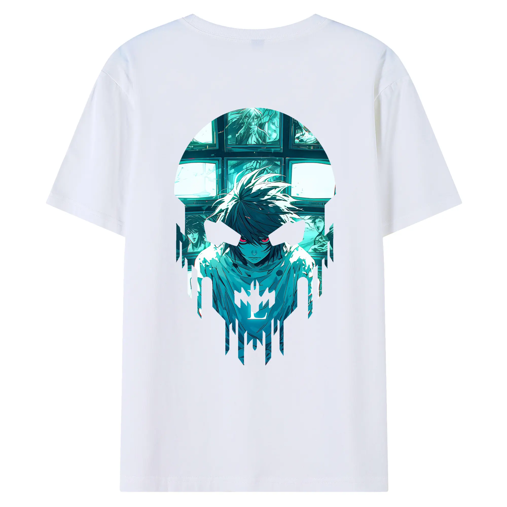 デスノート グッズ,L - 綿100％ 半袖Tシャツ ・ バックプリント ・ 快適 通気性 ・ 日常使い 散歩 スポーツ用